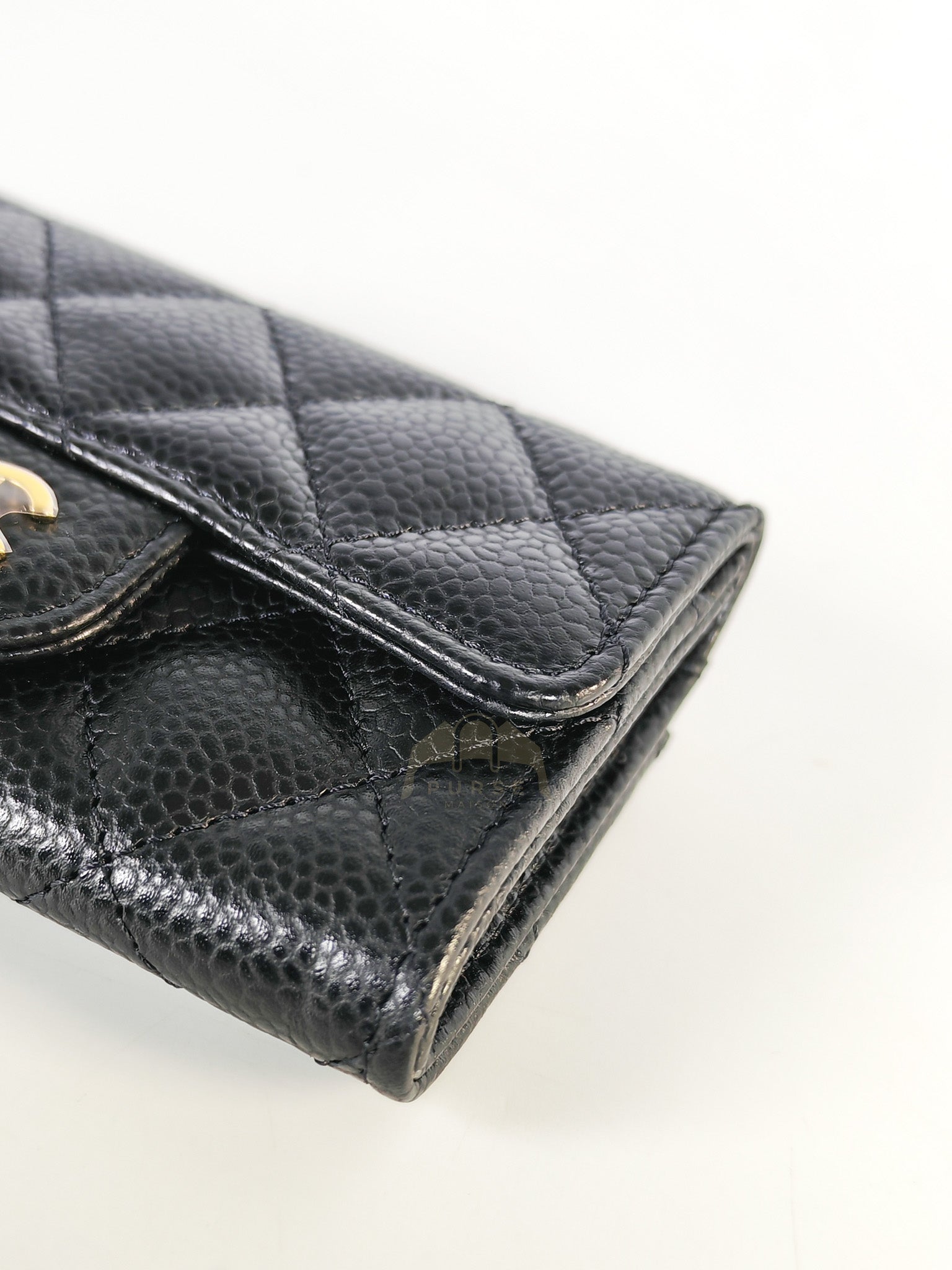 Classic Flap Card Holder in Black Caviar Leather Gold Hardware Microchip(ANG7KA21) | Purse Maison Luxury Bags Shop