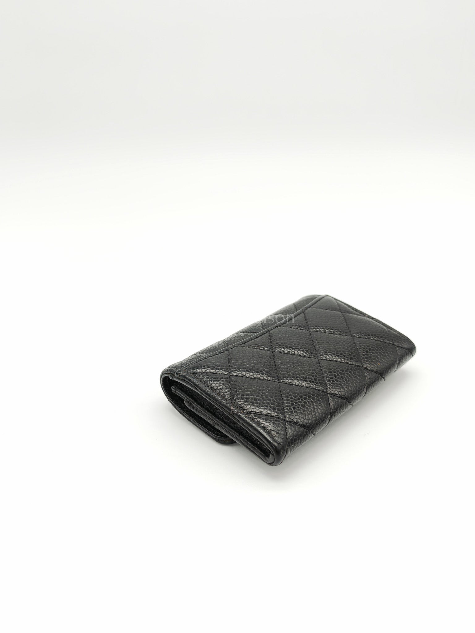 Classic Flap Card Holder in Black Caviar Leather Gold Hardware (Series 31) | Purse Maison Luxury Bags Shop