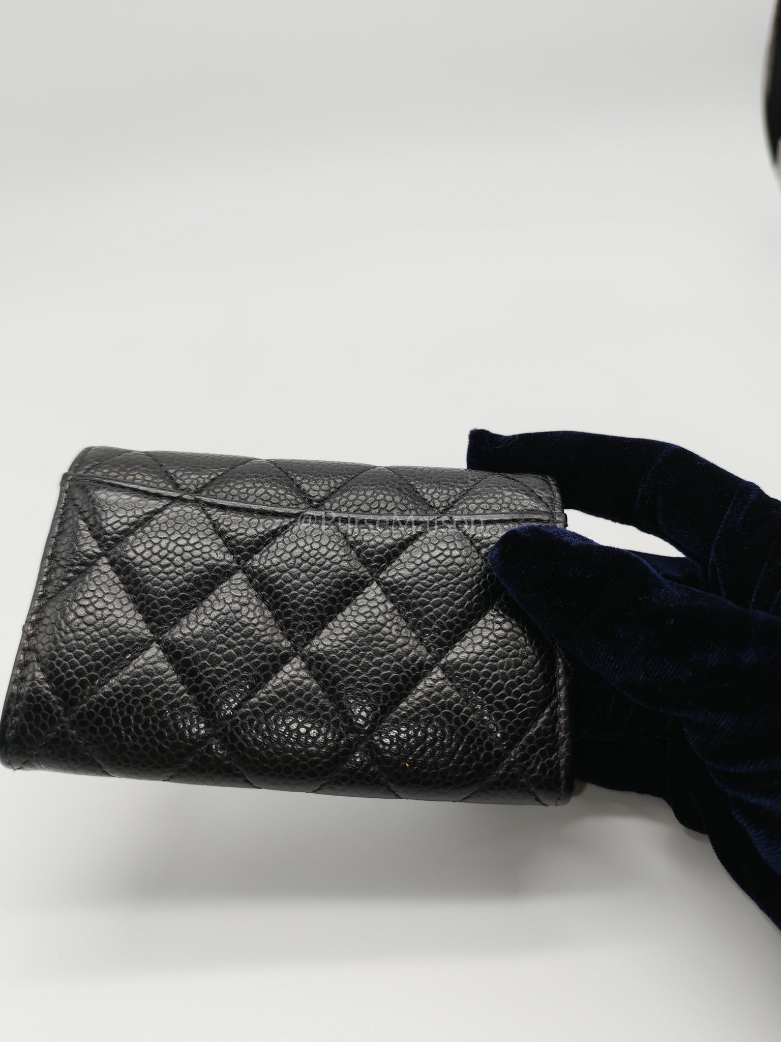 Classic Flap Card Holder in Black Caviar Leather Gold Hardware (Series 31) | Purse Maison Luxury Bags Shop