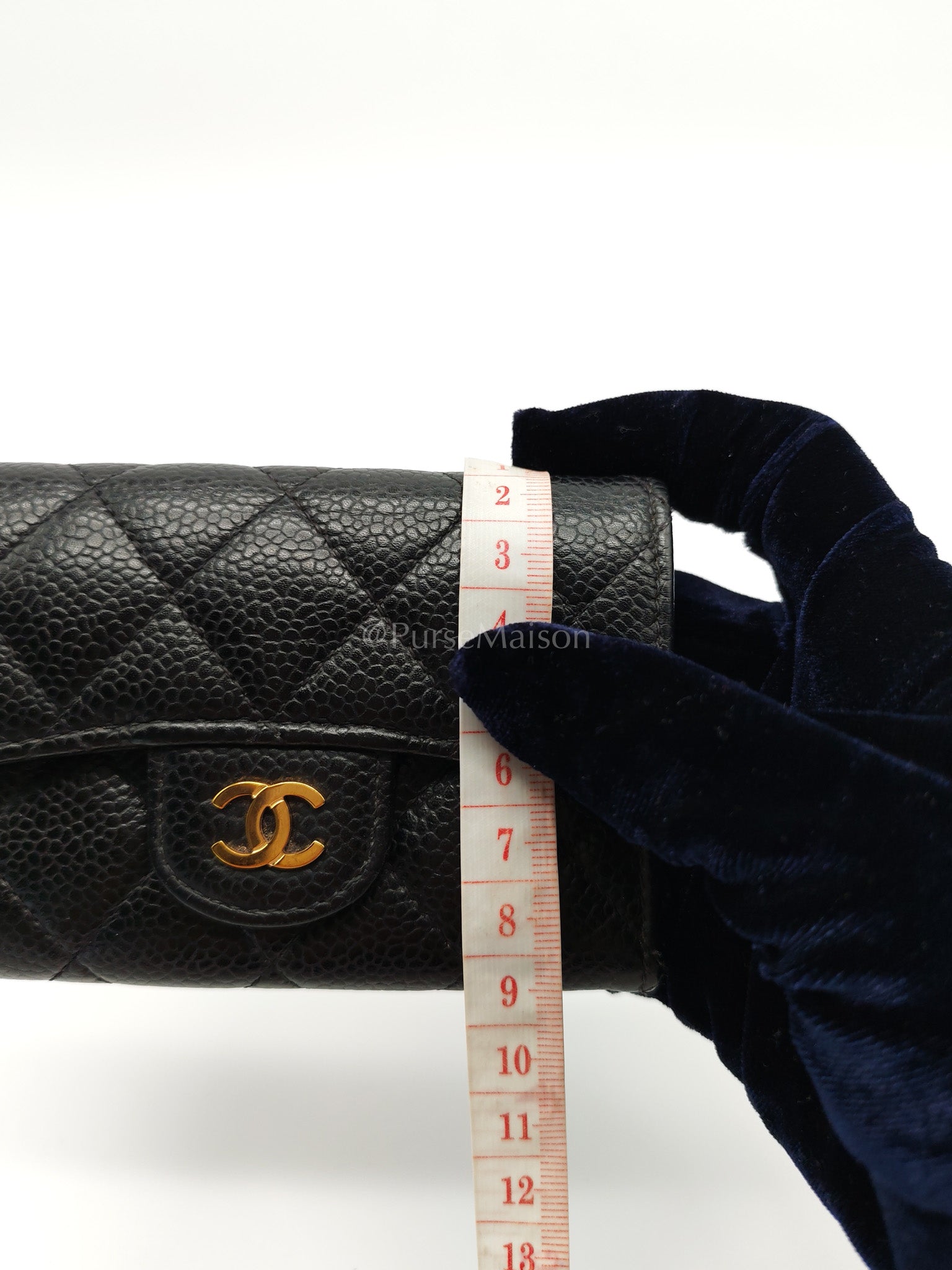 Classic Flap Card Holder in Black Caviar Leather Gold Hardware (Series 31) | Purse Maison Luxury Bags Shop