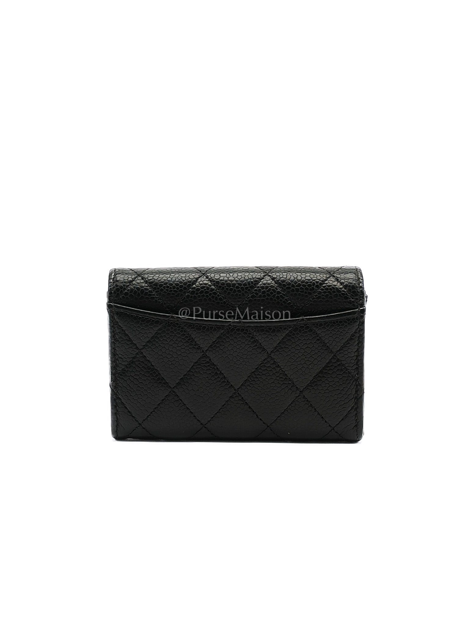 Classic Flap Card Holder in Black Caviar Leather Gold Hardware (Series 31) | Purse Maison Luxury Bags Shop
