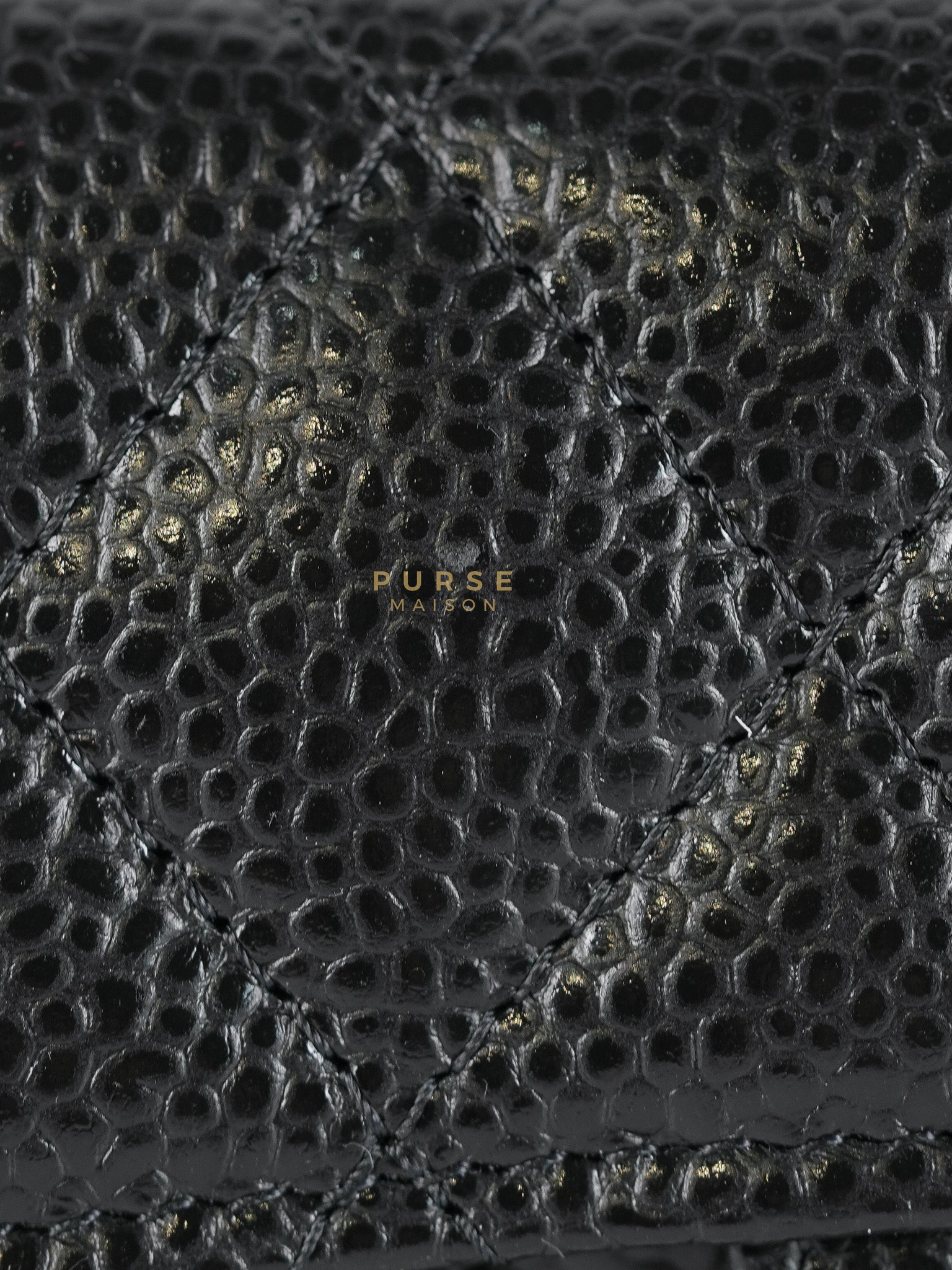 Classic Flap Card Holder in Black Quilted Caviar Leather & Gold Hardware Microchip | Purse Maison Luxury Bags Shop