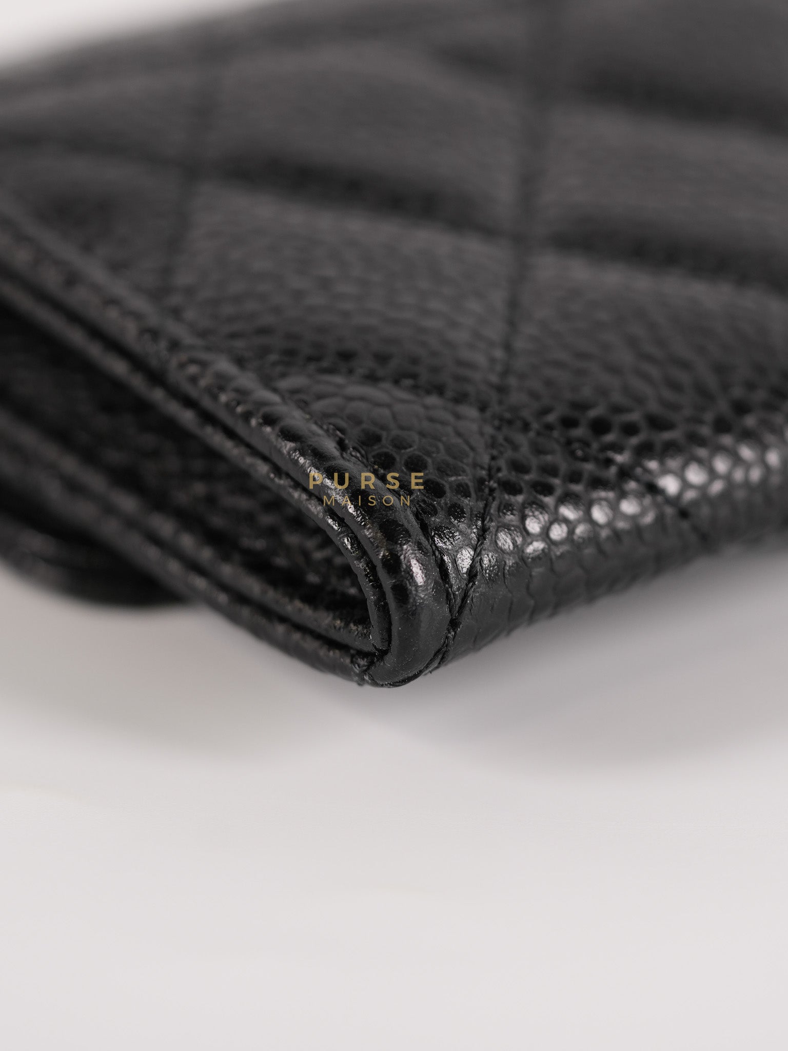 Classic Flap Card Holder in Black Quilted Caviar Leather & Gold Hardware Series 31 | Purse Maison Luxury Bags Shop