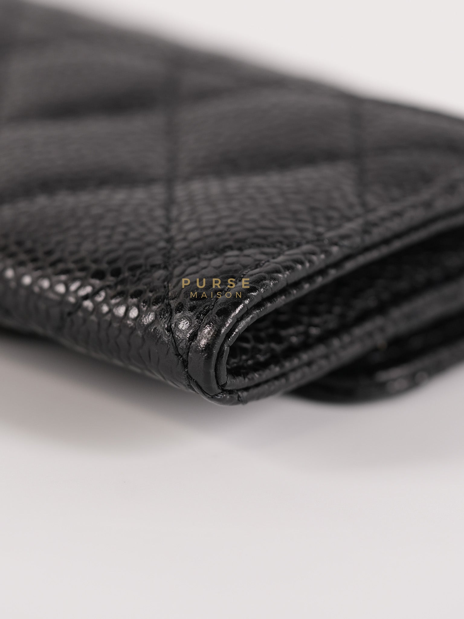 Classic Flap Card Holder in Black Quilted Caviar Leather & Gold Hardware Series 31 | Purse Maison Luxury Bags Shop