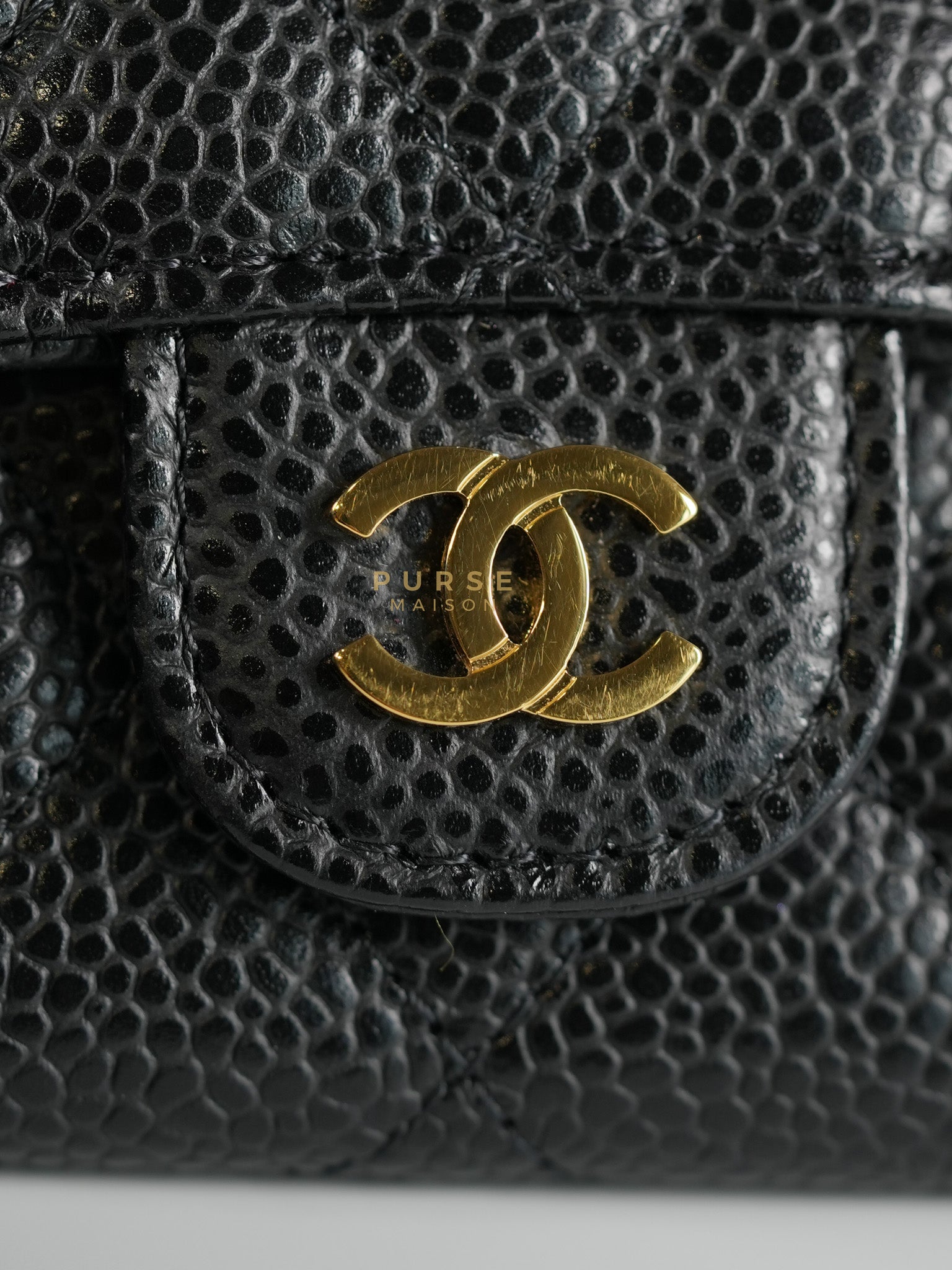 Classic Flap Card Holder in Black Quilted Caviar Leather & Gold Hardware Series 31 | Purse Maison Luxury Bags Shop