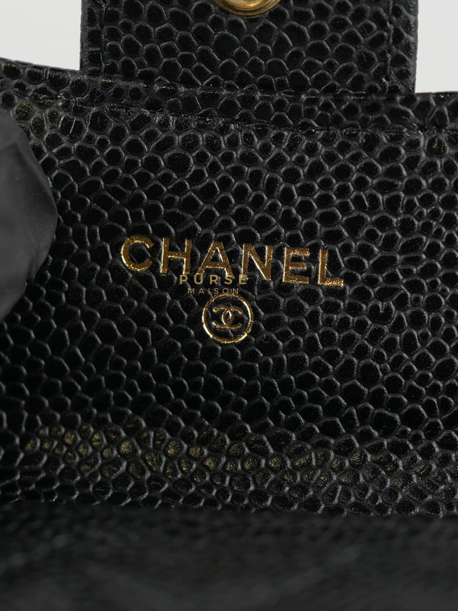 Classic Flap Card Holder in Black Quilted Caviar Leather & Gold Hardware Series 31 | Purse Maison Luxury Bags Shop