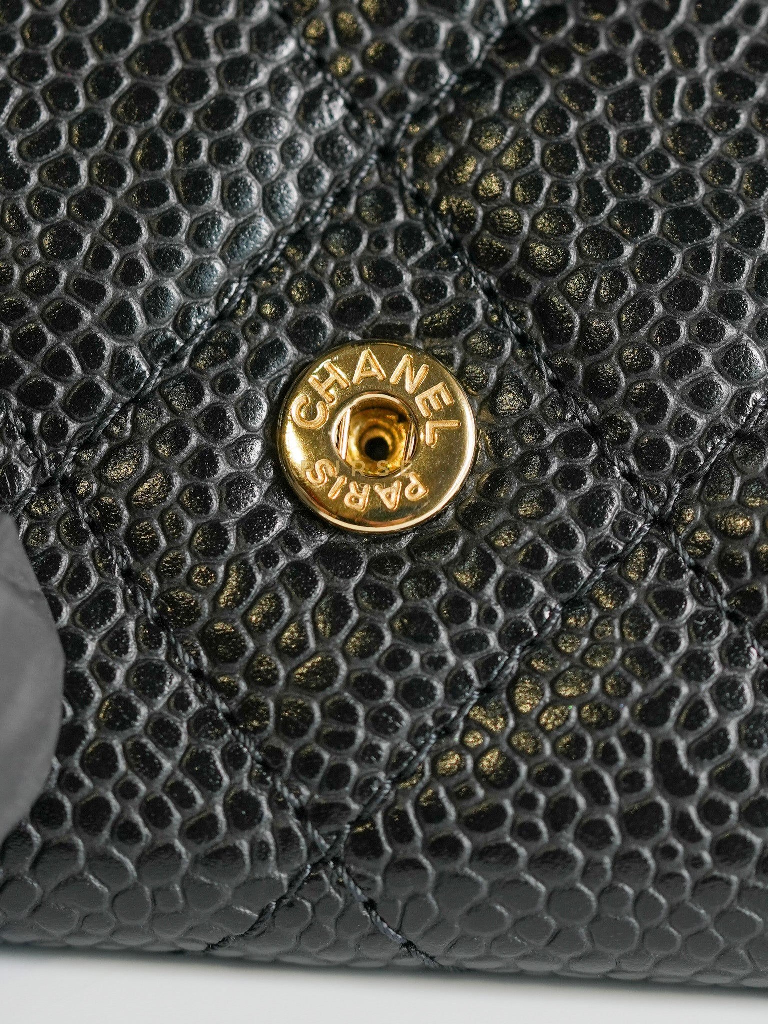 Classic Flap Card Holder in Black Quilted Caviar Leather & Gold Hardware Series 31 | Purse Maison Luxury Bags Shop