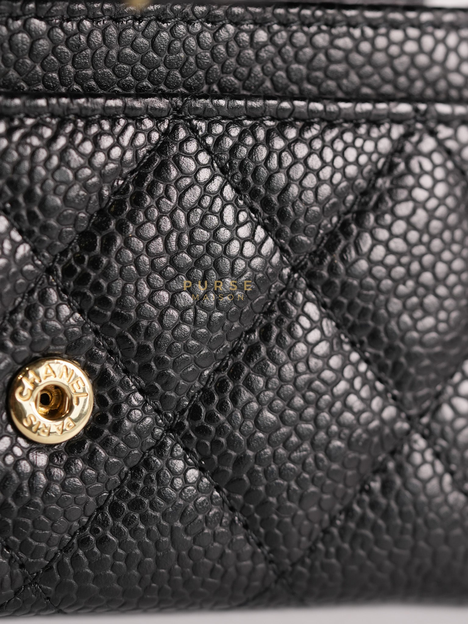 Classic Flap Card Holder in Black Quilted Caviar Leather & Gold Hardware Series 31 | Purse Maison Luxury Bags Shop