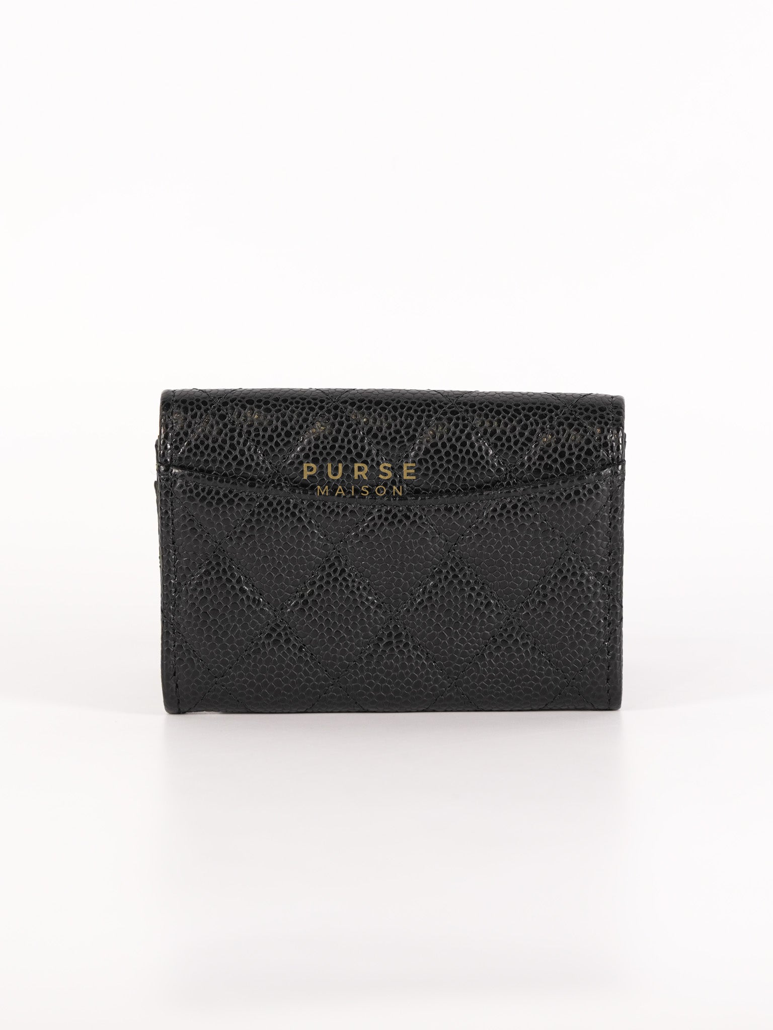 Classic Flap Card Holder in Black Quilted Caviar Leather & Gold Hardware Series 31 | Purse Maison Luxury Bags Shop