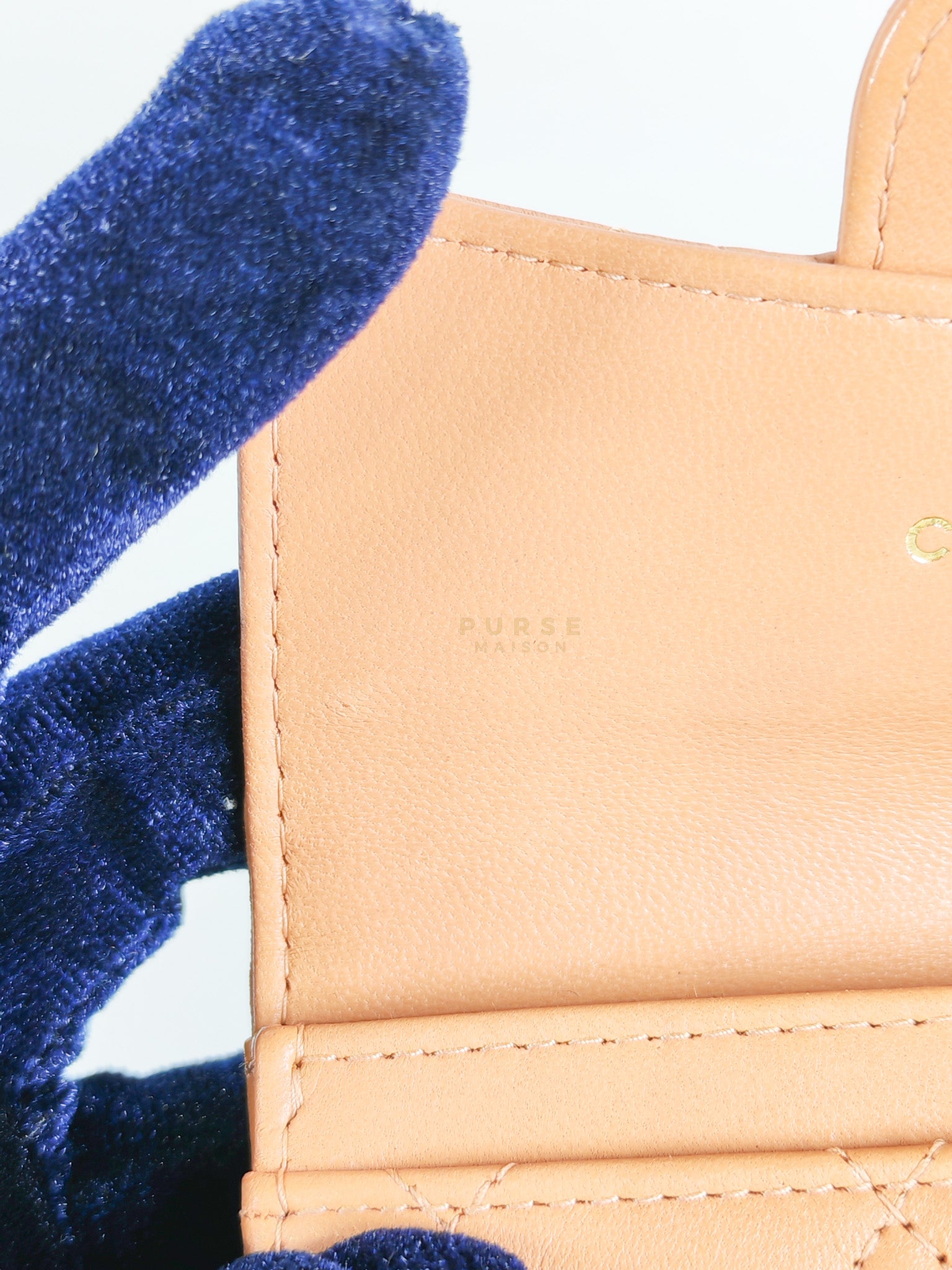 Classic Flap Card Holder in Peach Lambskin Leather and Light Gold Hardware Series 25 | Purse Maison Luxury Bags Shop