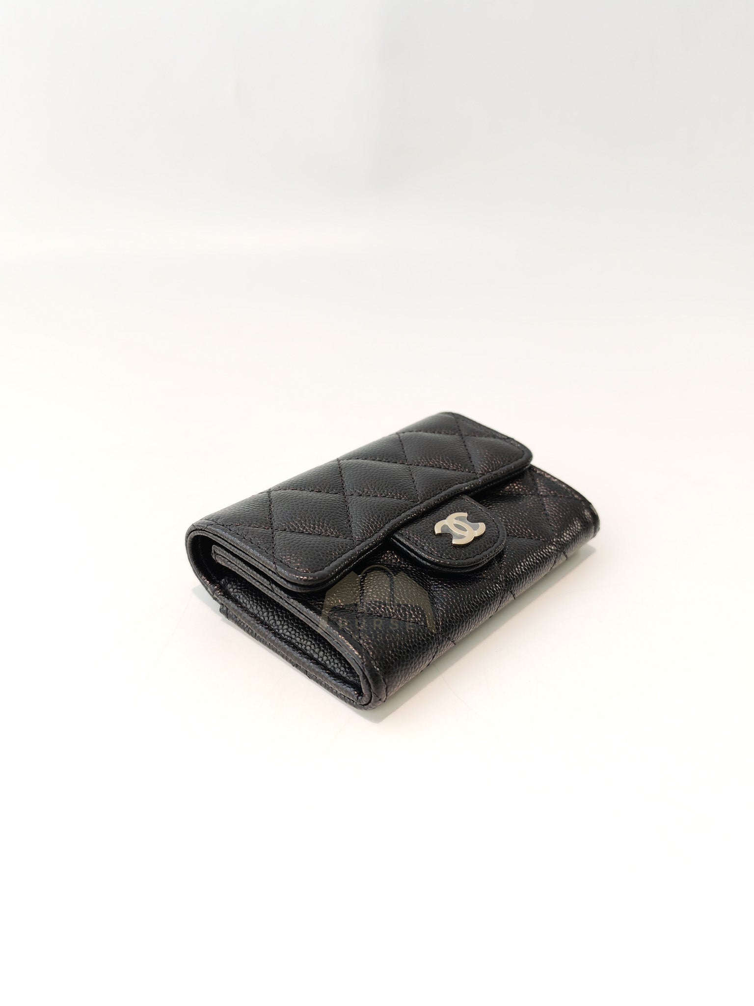 Classic Flap Card Holder with Zipper in Black Caviar Leather & Light Gold Hardware Microchip(HP****K8) | Purse Maison Luxury Bags Shop