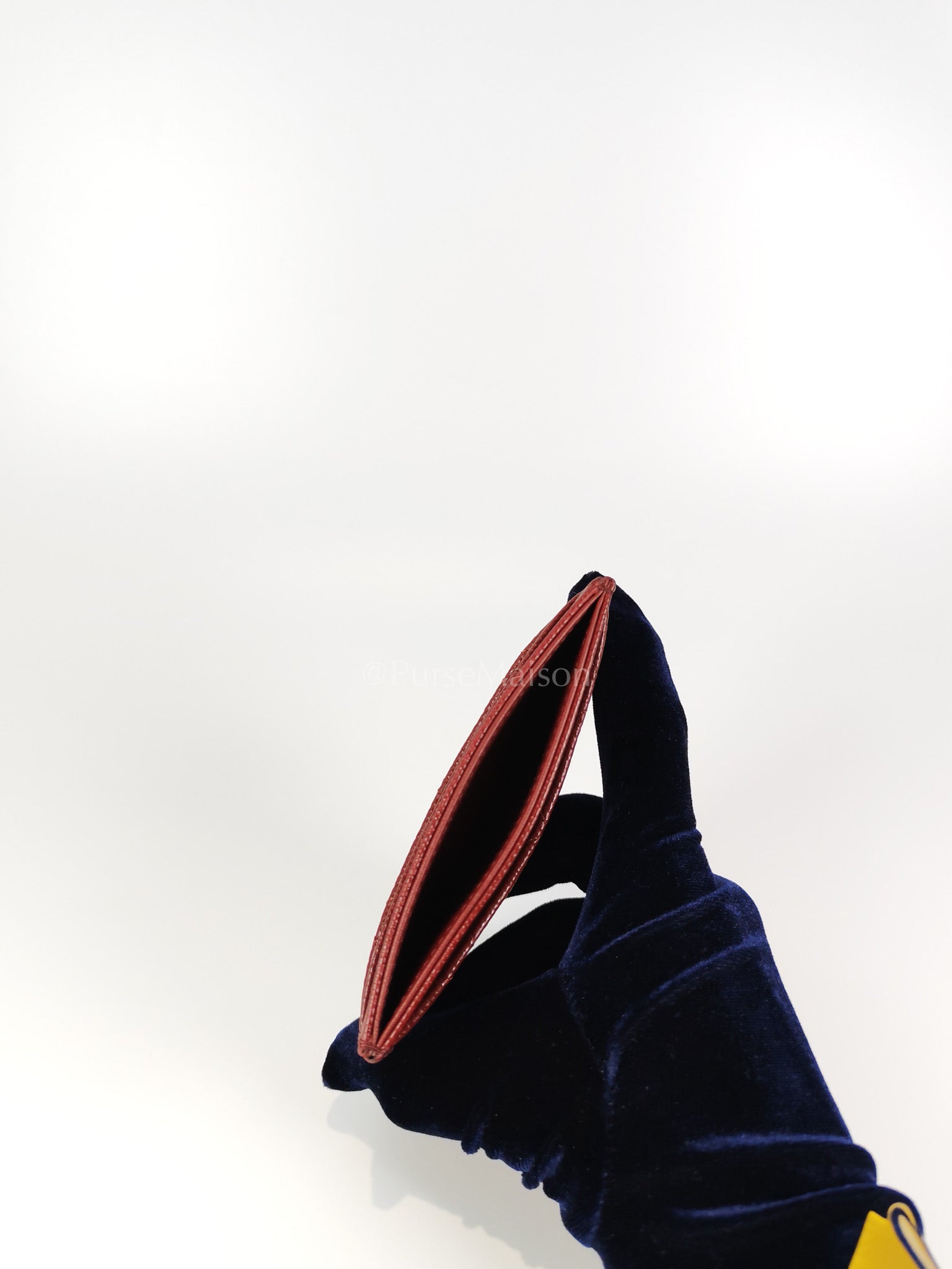 Classic Flat Card Holder in Burgundy Caviar Leather Silver Hardware (Series 30) | Purse Maison Luxury Bags Shop