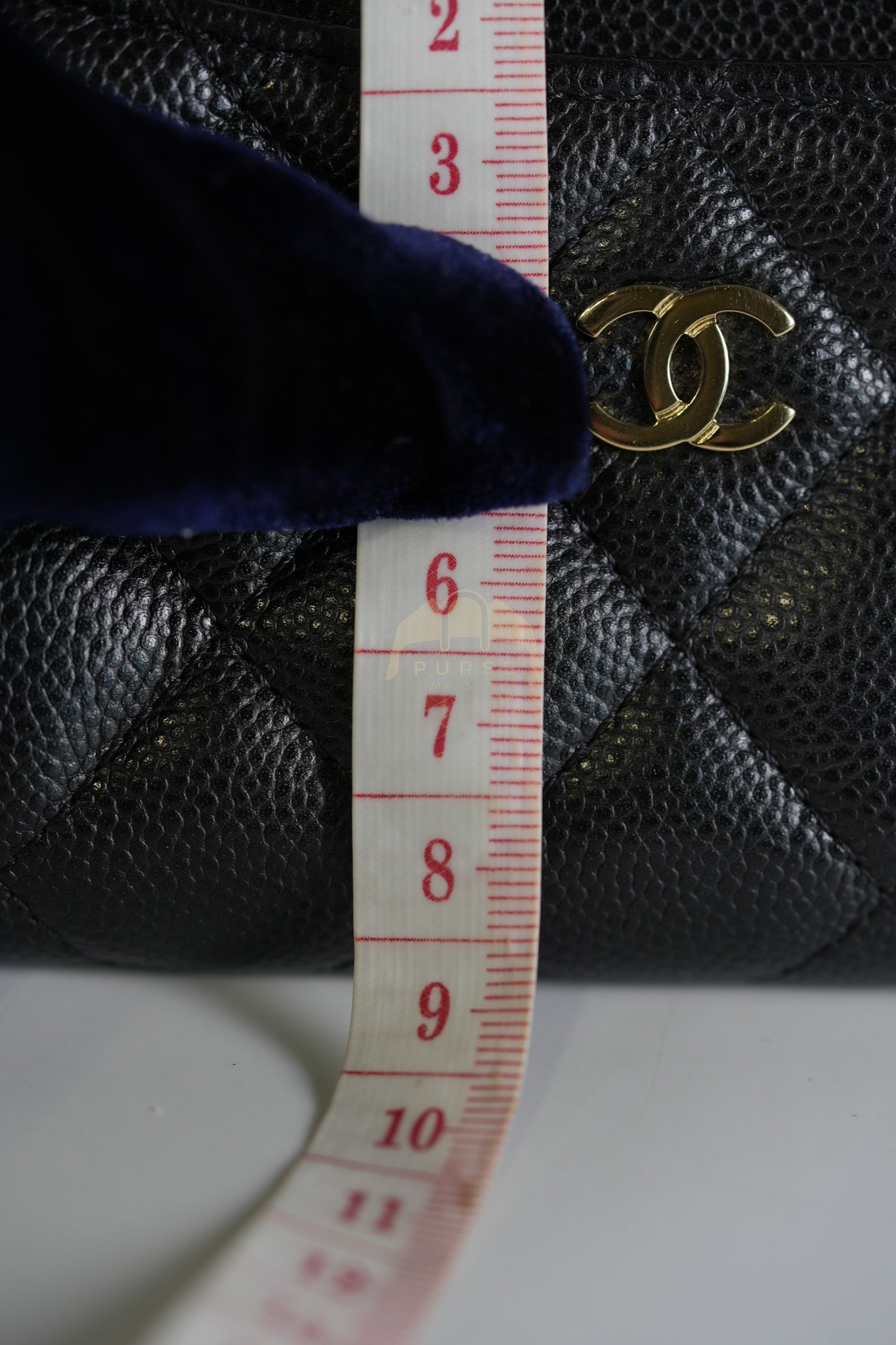 Classic L-Shaped Coin Card Case in Black Quilted Caviar Leather and Light Gold Hardware (Microchip) | Purse Maison Luxury Bags Shop