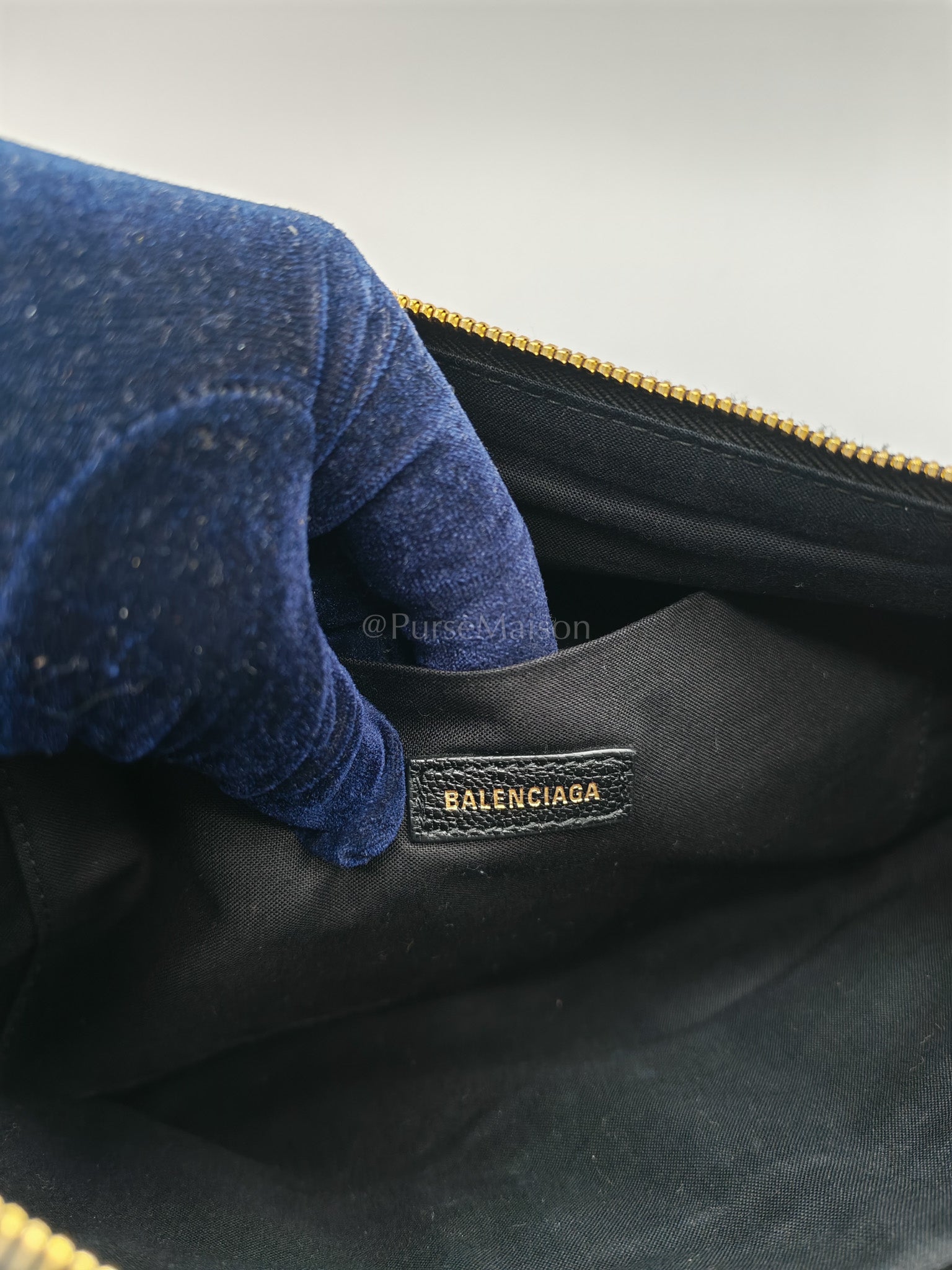 Classic Metallic Edge Clutch in Black Calfskin Leather | Purse Maison Luxury Bags Shop