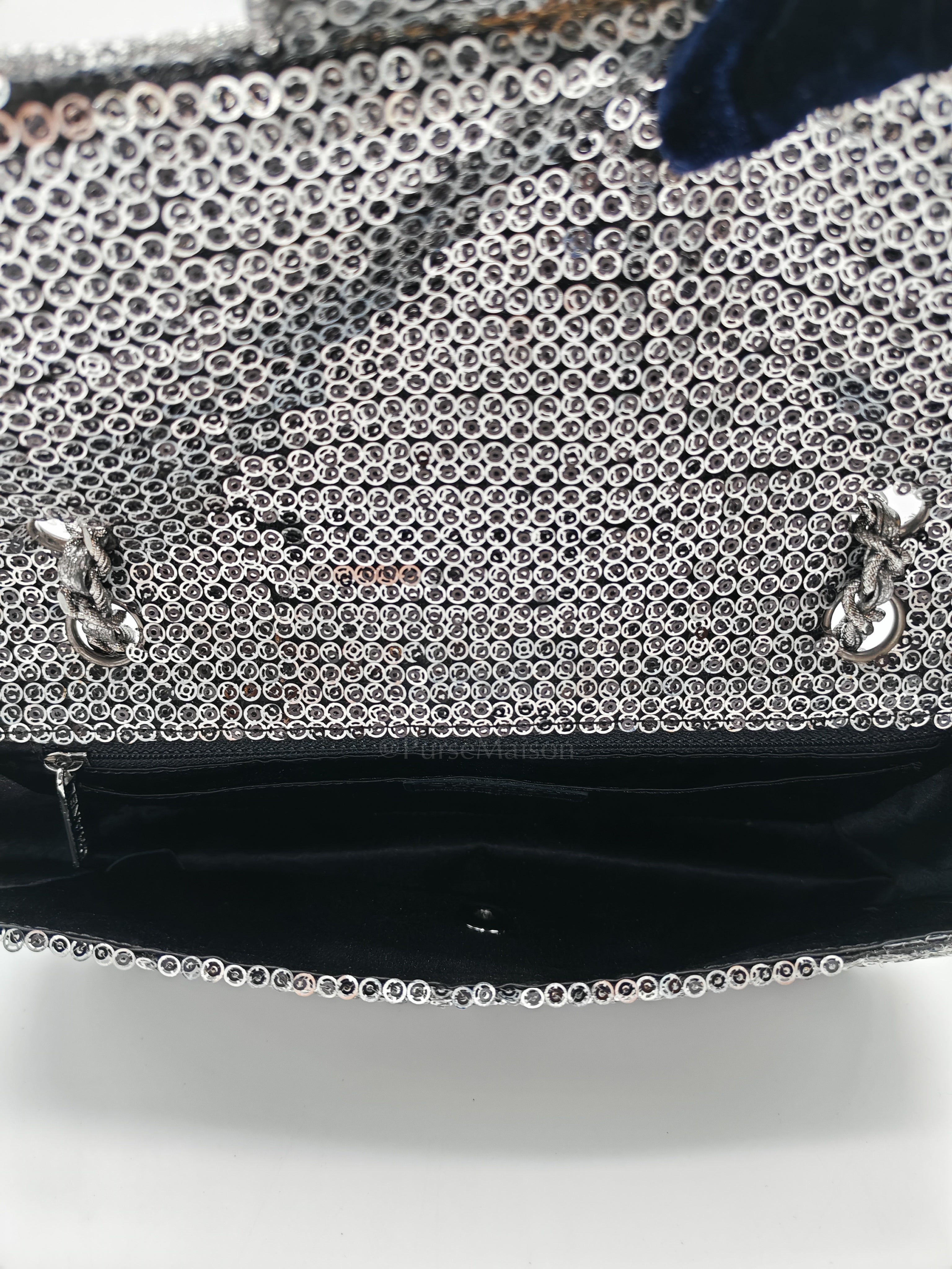 Classic Single Flap Bag in Silver Sequins & Silver Hardware Series 11 | Purse Maison Luxury Bags Shop