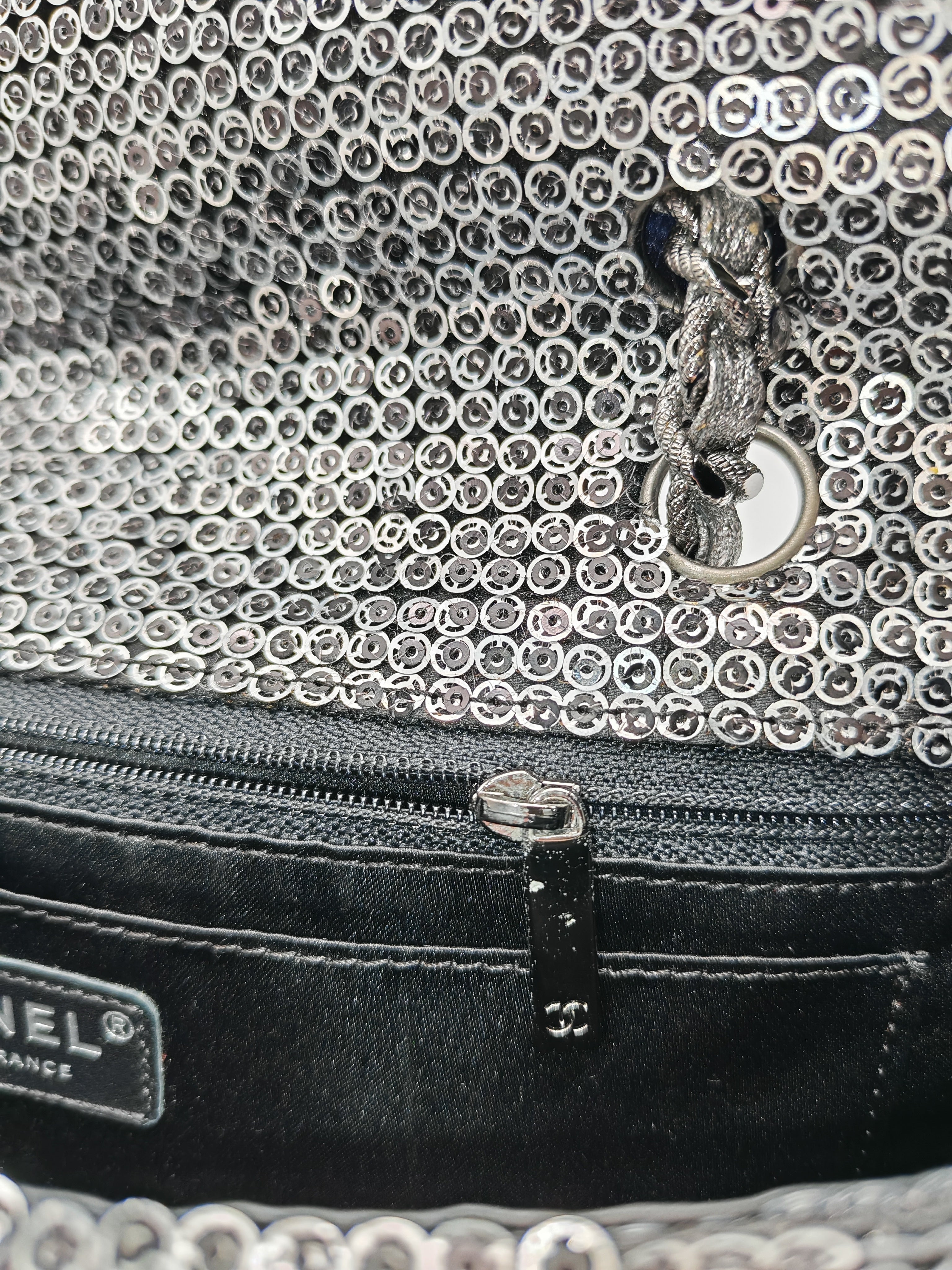 Classic Single Flap Bag in Silver Sequins & Silver Hardware Series 11 | Purse Maison Luxury Bags Shop