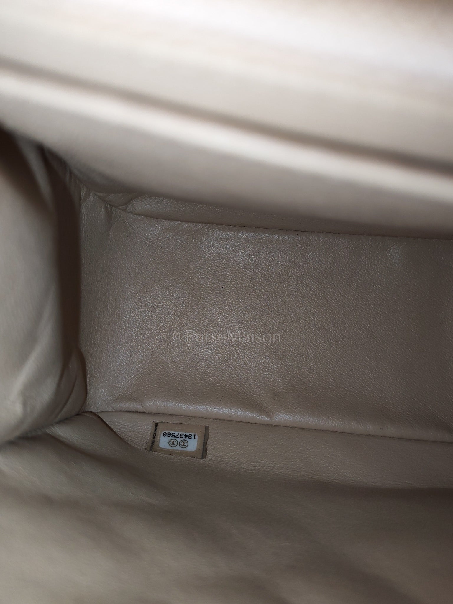 Classic Single Flap Jumbo Claire Beige Caviar Leather in Gold Hardware (Series 13) | Purse Maison Luxury Bags Shop