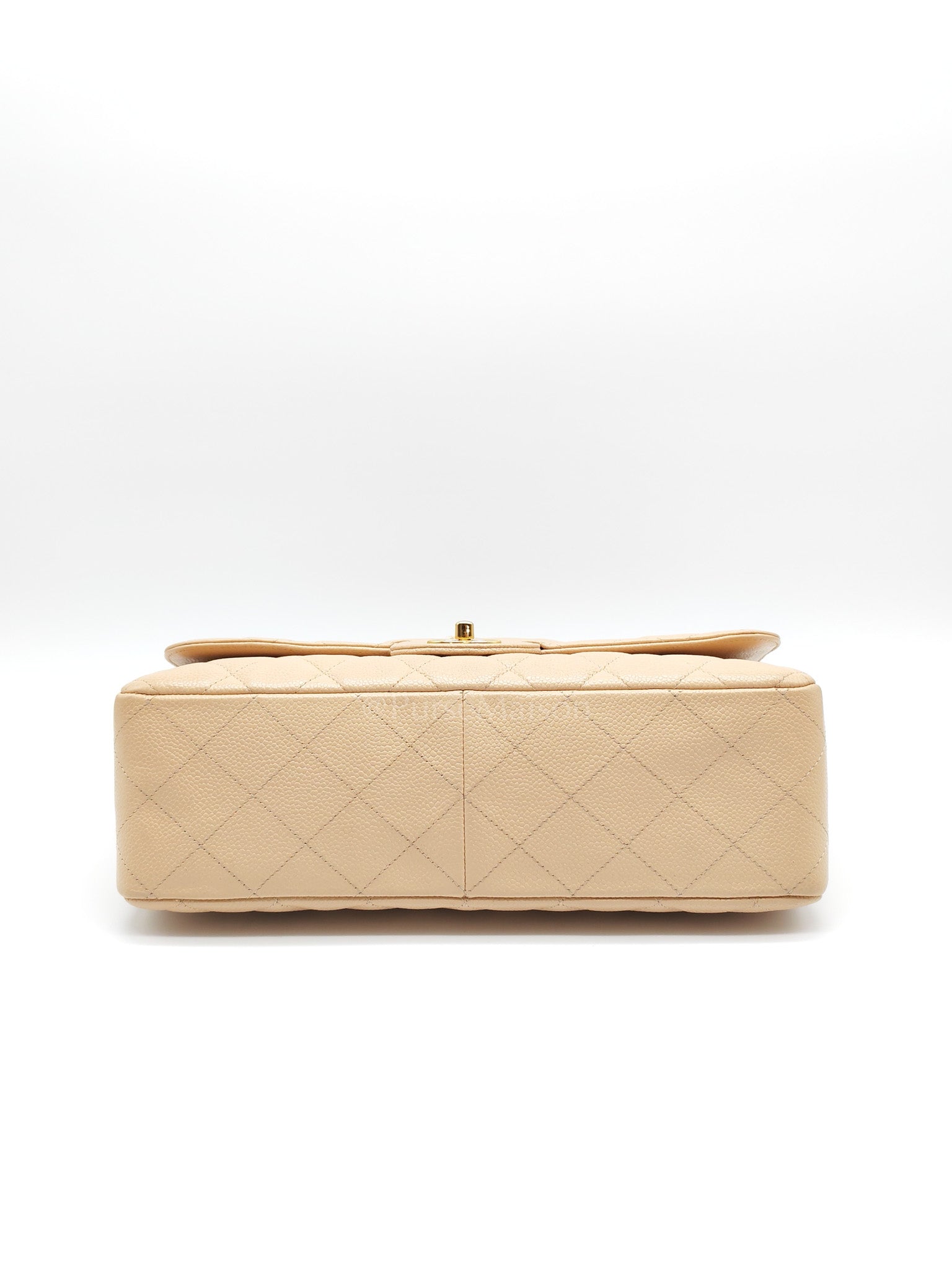 Classic Single Flap Jumbo Claire Beige Caviar Leather in Gold Hardware (Series 13) | Purse Maison Luxury Bags Shop