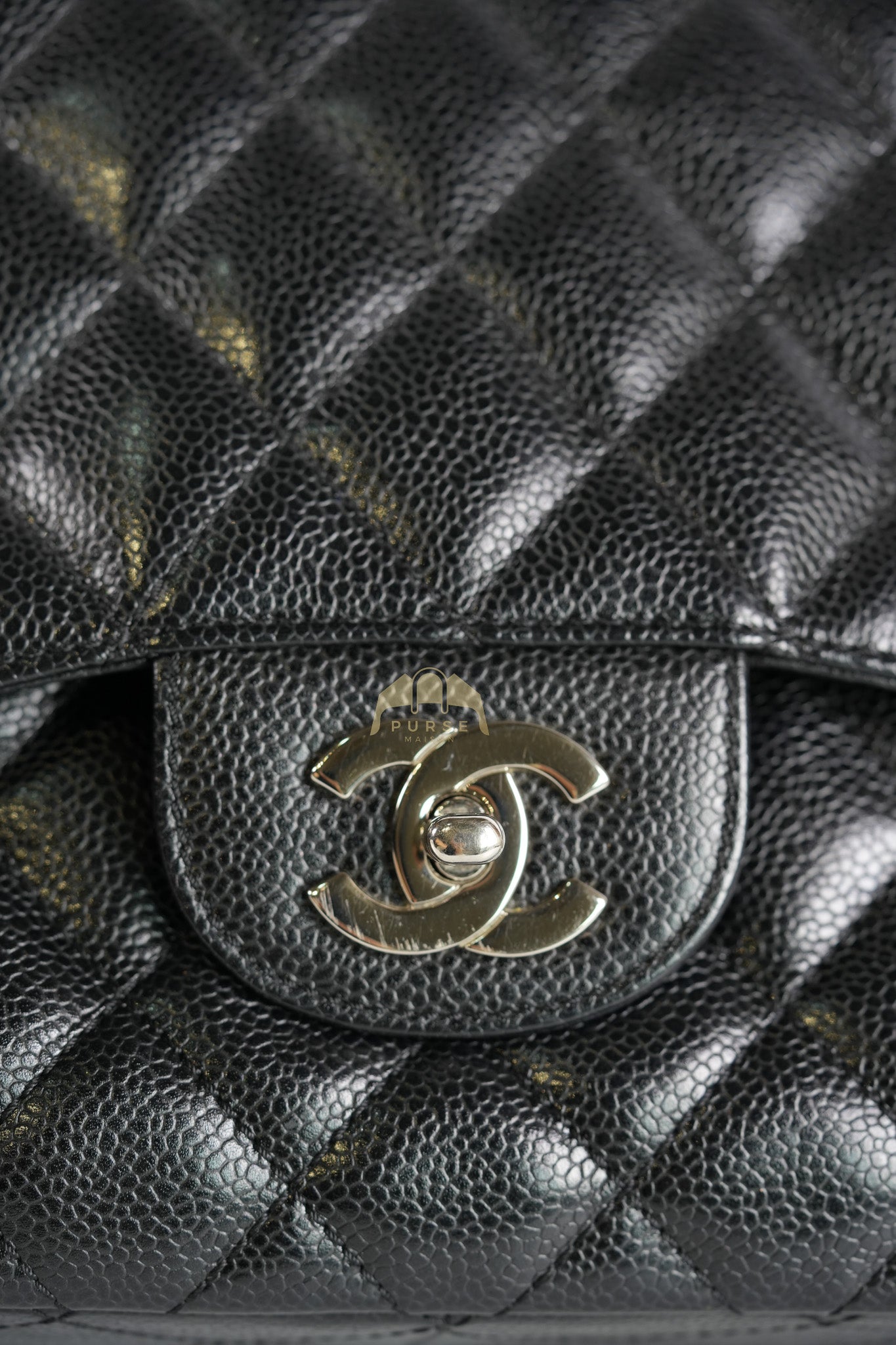 Classic Single Flap Jumbo in Black Caviar Leather and Silver Hardware (Series 9) | Purse Maison Luxury Bags Shop