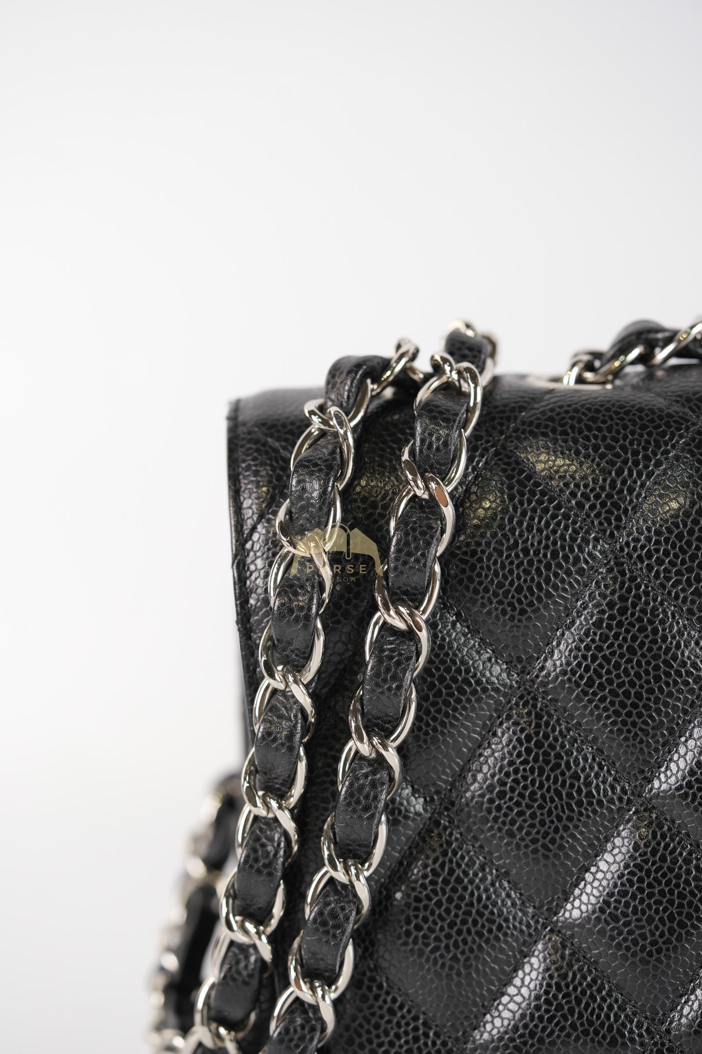 Classic Single Flap Jumbo in Black Caviar Leather and Silver Hardware (Series 9) | Purse Maison Luxury Bags Shop