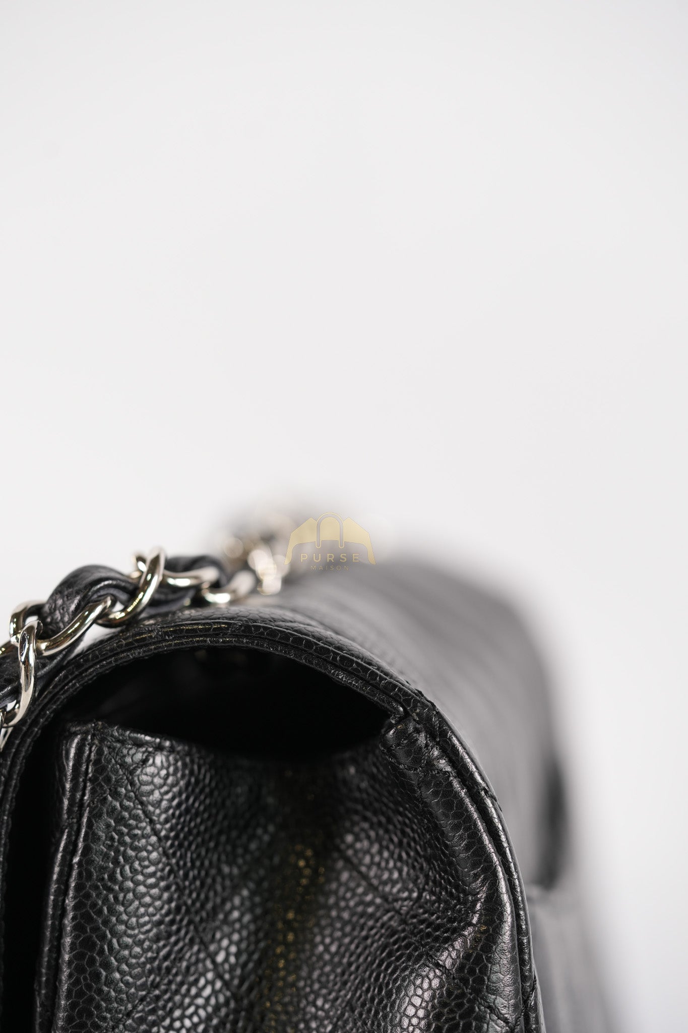 Classic Single Flap Jumbo in Black Caviar Leather and Silver Hardware (Series 9) | Purse Maison Luxury Bags Shop
