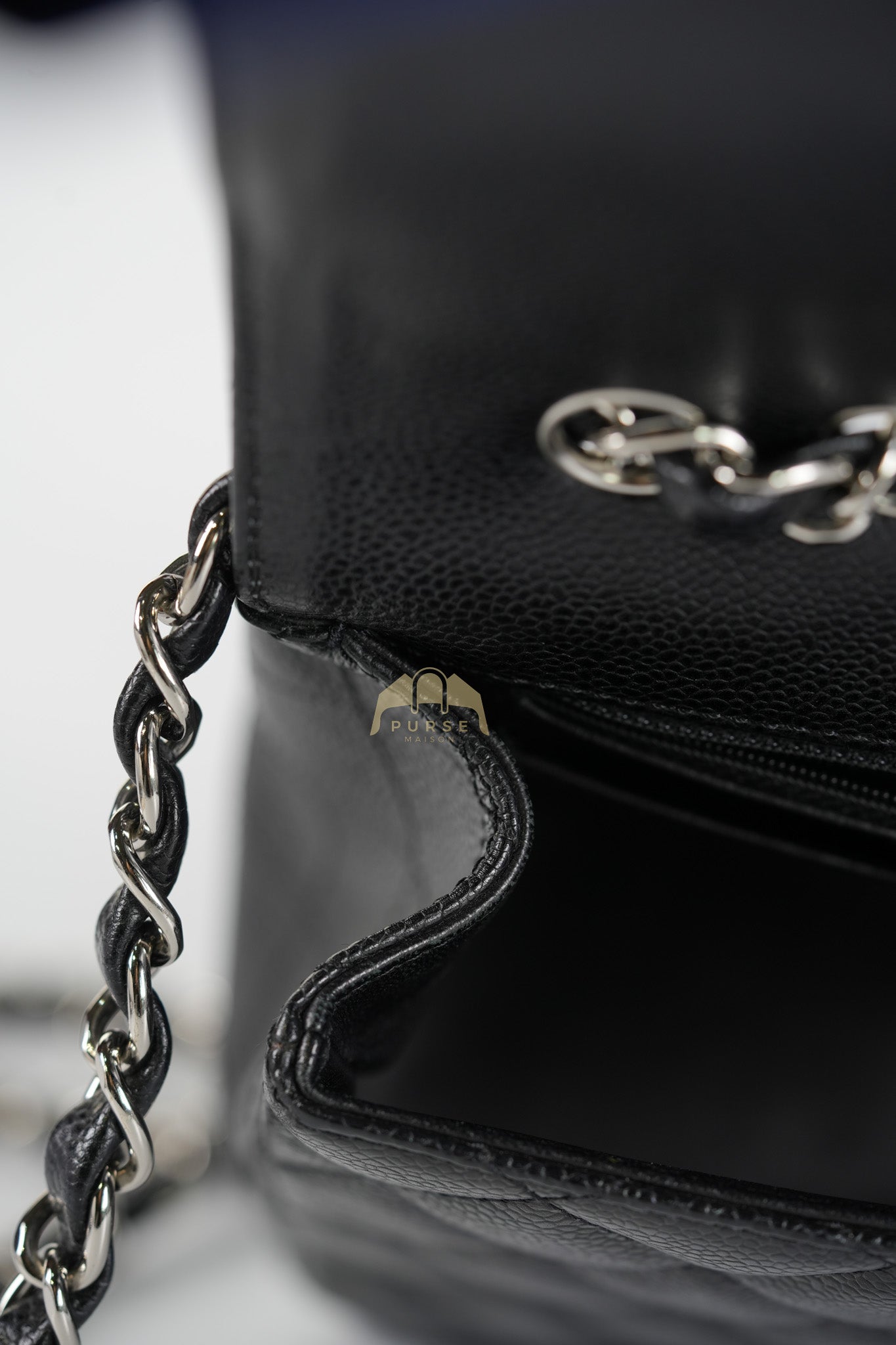 Classic Single Flap Jumbo in Black Caviar Leather and Silver Hardware (Series 9) | Purse Maison Luxury Bags Shop