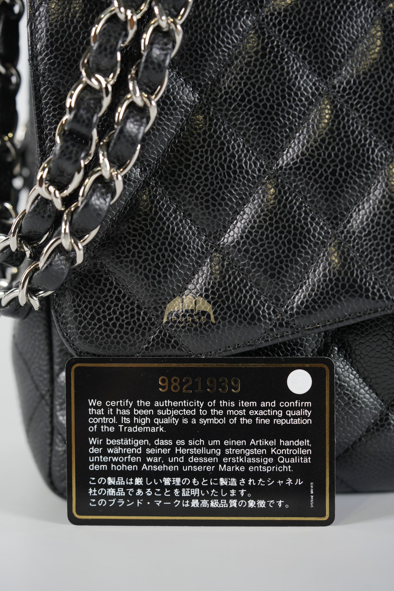 Classic Single Flap Jumbo in Black Caviar Leather and Silver Hardware (Series 9) | Purse Maison Luxury Bags Shop