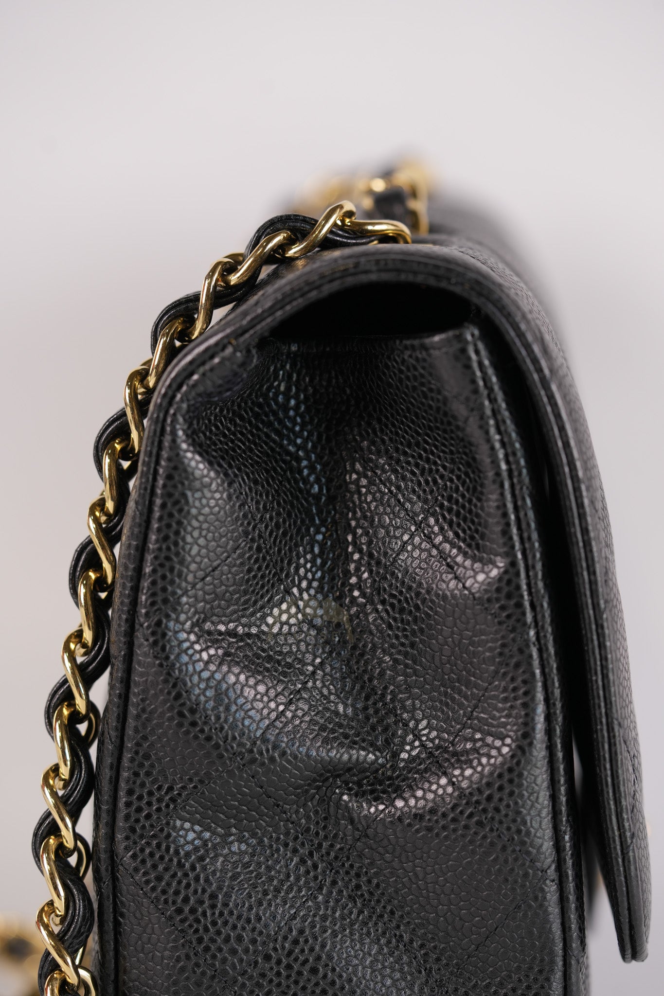 Classic Single Flap Jumbo in Black Caviar Leather Gold Hardware (Series 14) | Purse Maison Luxury Bags Shop