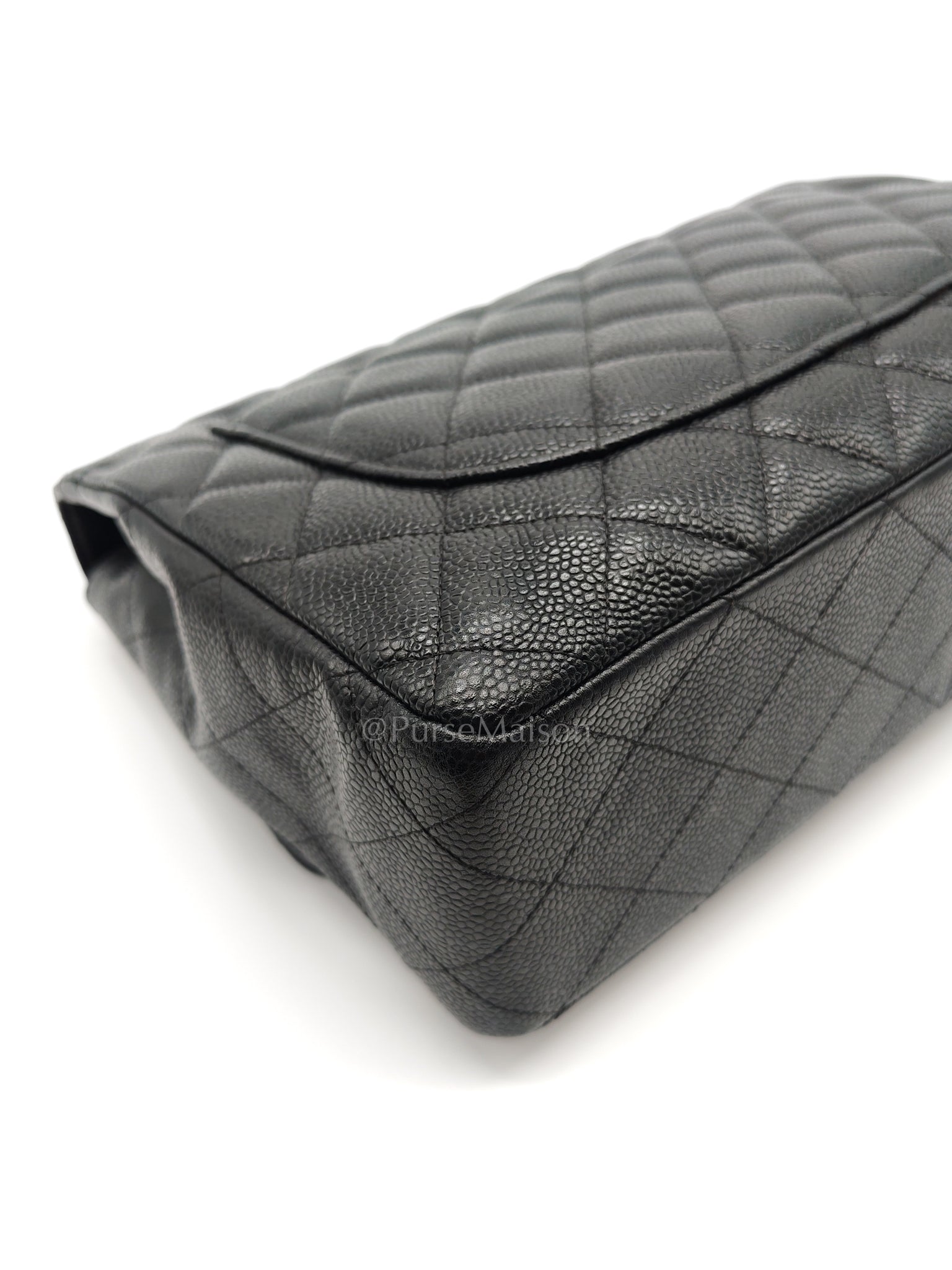 Classic Single Flap Jumbo in Black Caviar Leather in Silver Hardware Series 12 | Purse Maison Luxury Bags Shop