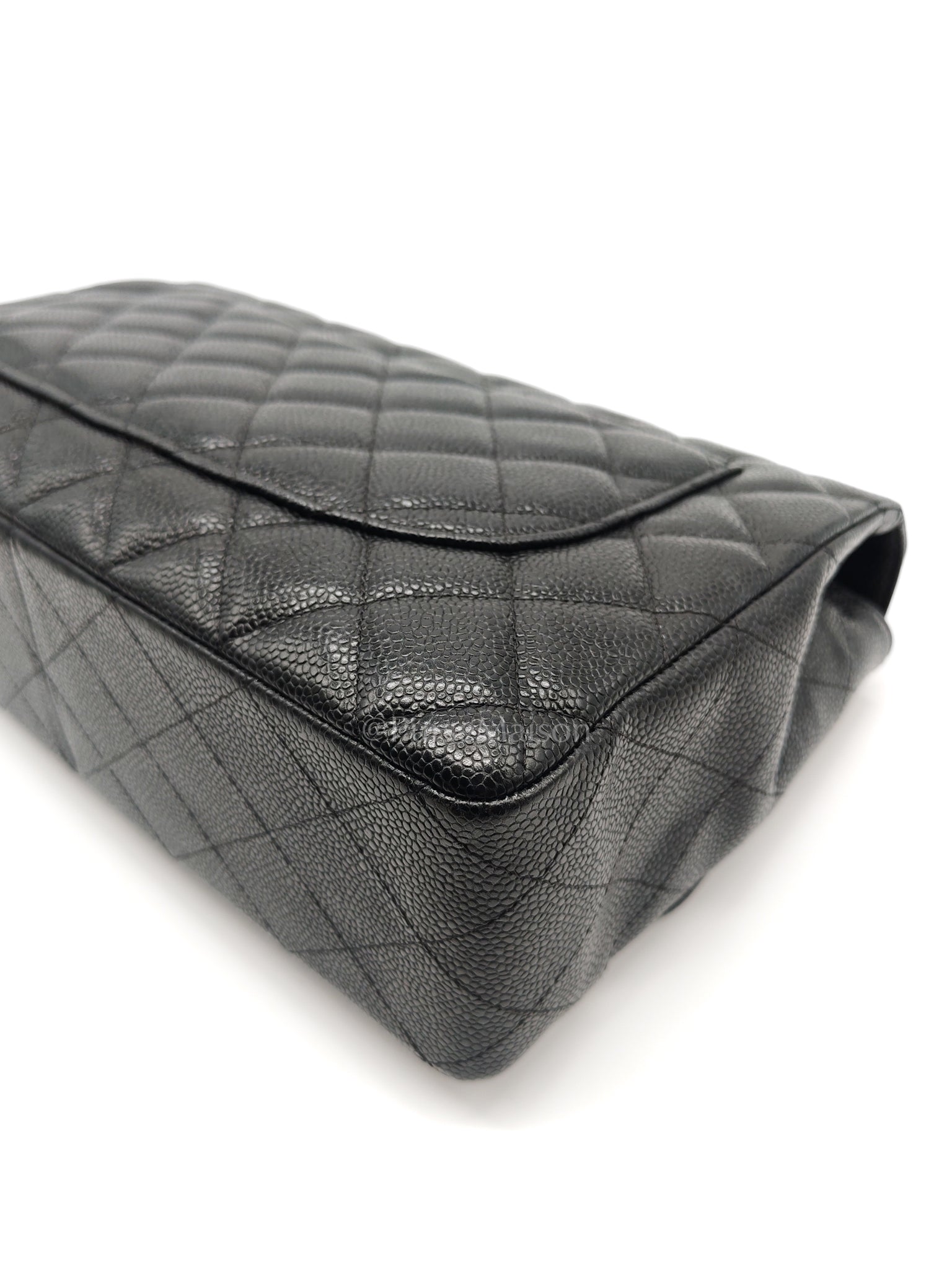 Classic Single Flap Jumbo in Black Caviar Leather in Silver Hardware Series 12 | Purse Maison Luxury Bags Shop