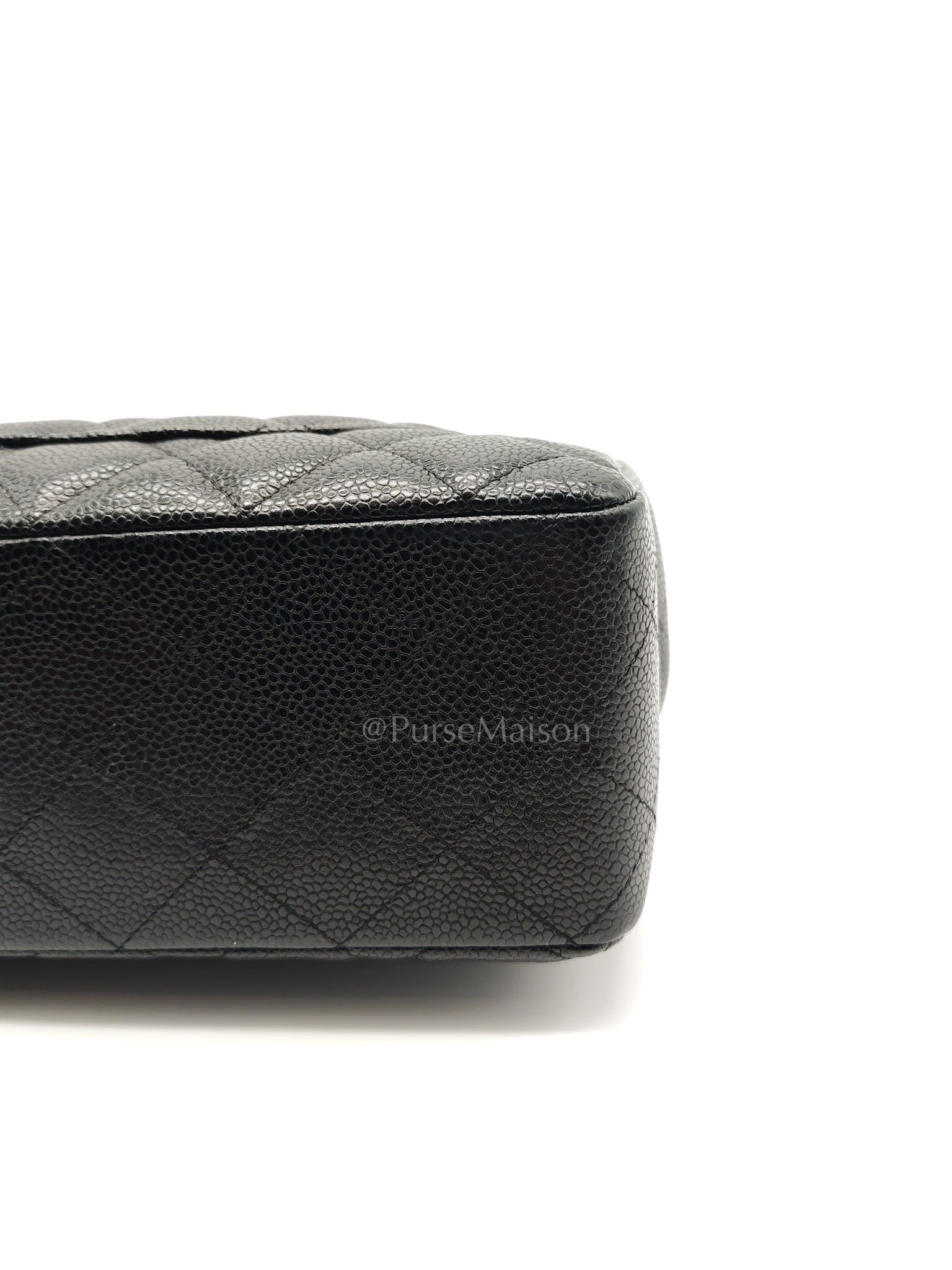 Classic Single Flap Jumbo in Black Caviar Leather in Silver Hardware Series 12 | Purse Maison Luxury Bags Shop