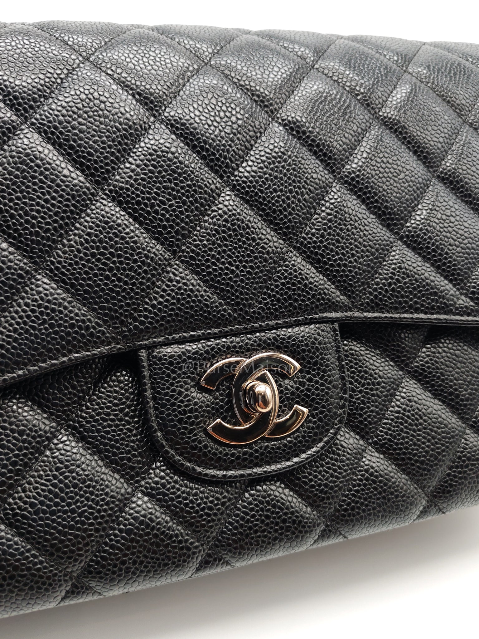 Classic Single Flap Jumbo in Black Caviar Leather in Silver Hardware Series 12 | Purse Maison Luxury Bags Shop