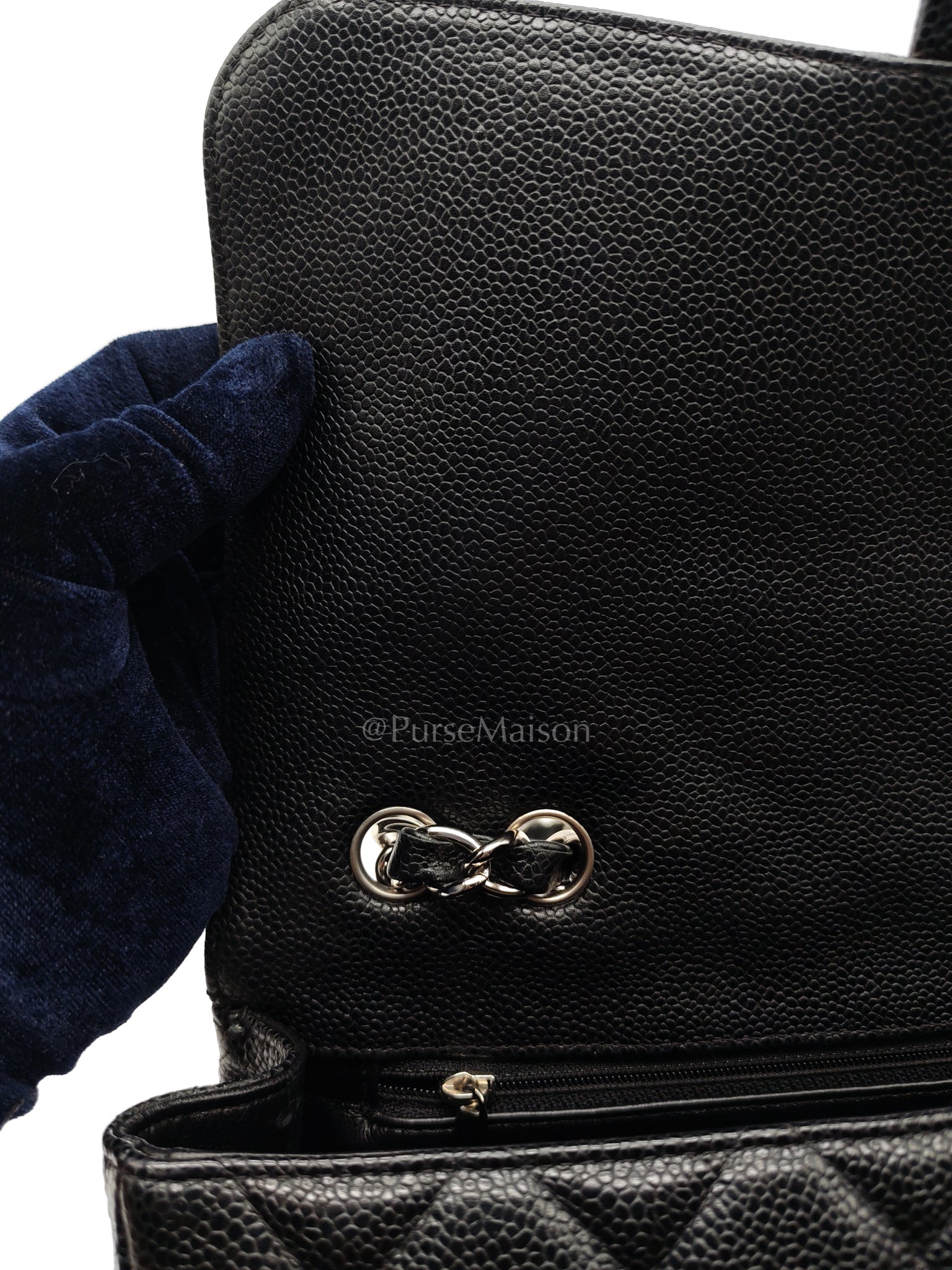 Classic Single Flap Jumbo in Black Caviar Leather in Silver Hardware Series 12 | Purse Maison Luxury Bags Shop