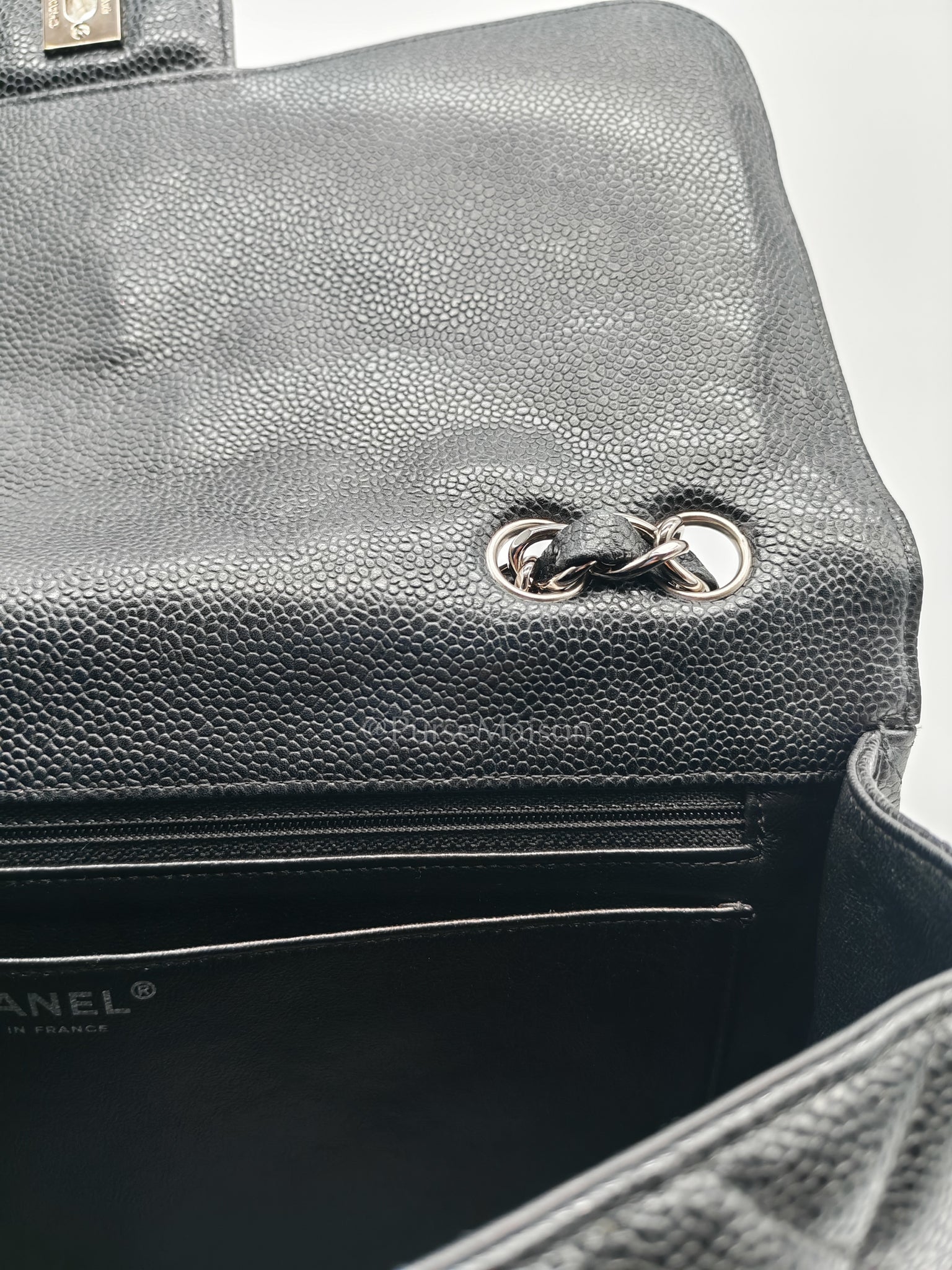Classic Single Flap Jumbo in Black Caviar Leather in Silver Hardware Series 12 | Purse Maison Luxury Bags Shop