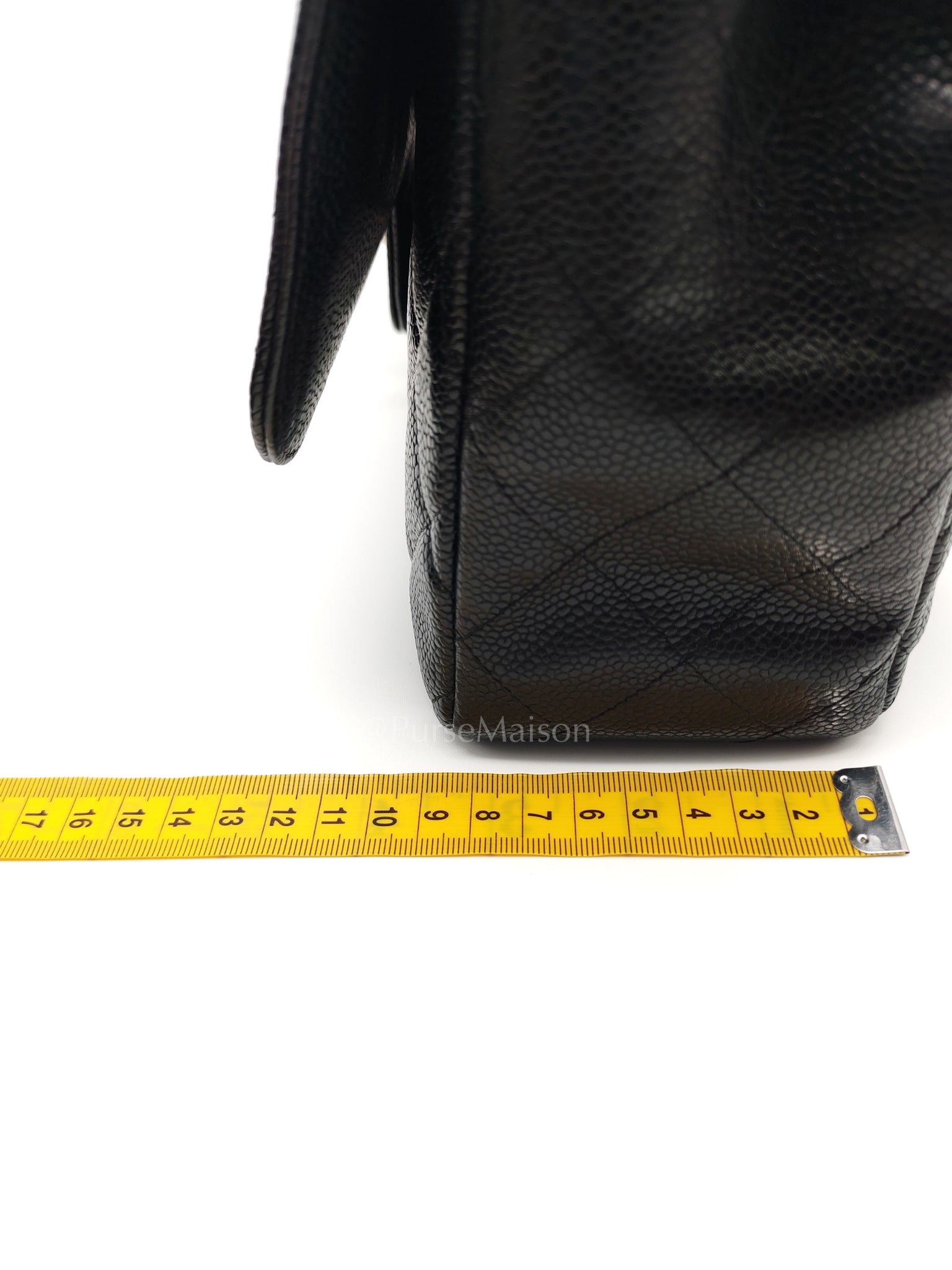 Classic Single Flap Jumbo in Black Caviar Leather in Silver Hardware Series 12 | Purse Maison Luxury Bags Shop