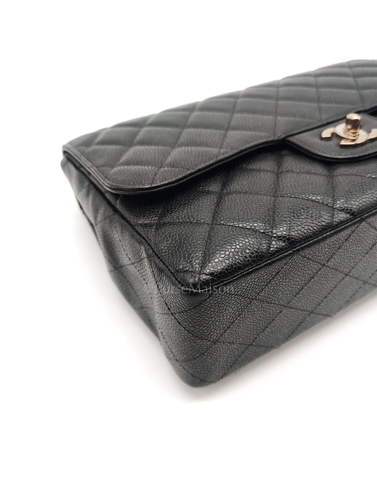 Classic Single Flap Jumbo in Black Caviar Leather in Silver Hardware Series 12 | Purse Maison Luxury Bags Shop