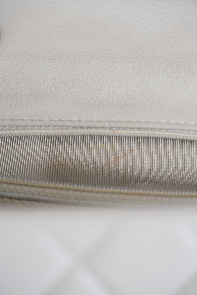 Classic Single Flap Jumbo in Light Gray Caviar Leather and Silver Hardware (Series 14) | Purse Maison Luxury Bags Shop