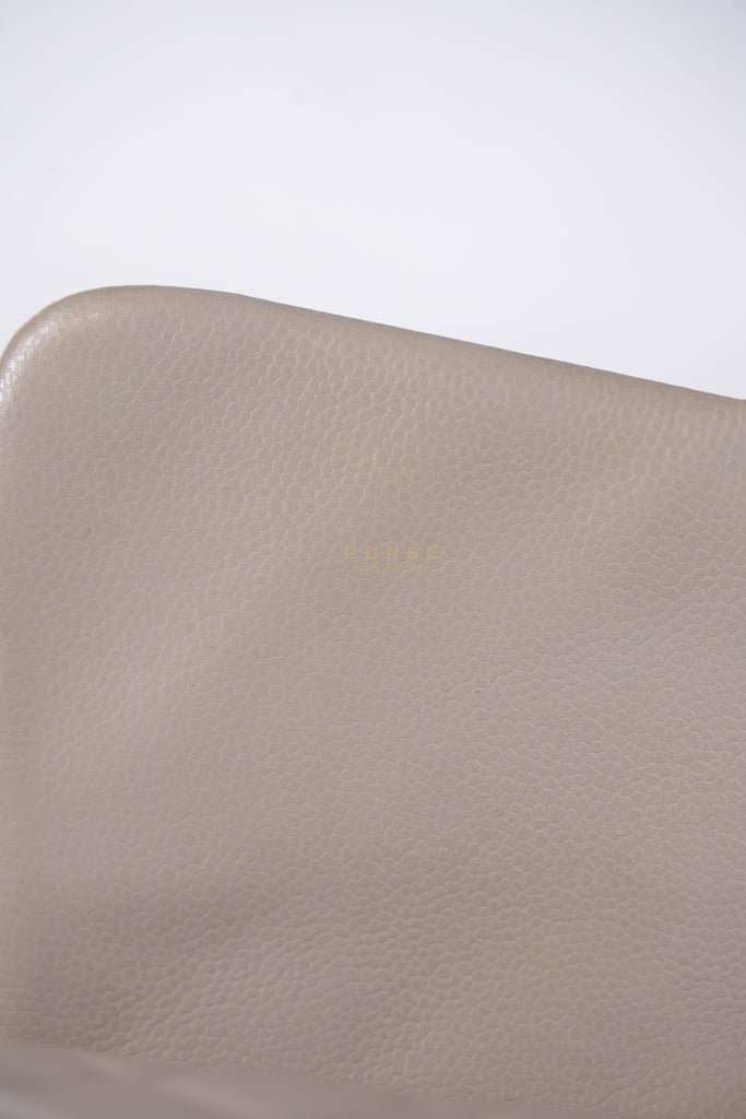 Classic Single Flap Jumbo in Light Gray Caviar Leather and Silver Hardware (Series 14) | Purse Maison Luxury Bags Shop