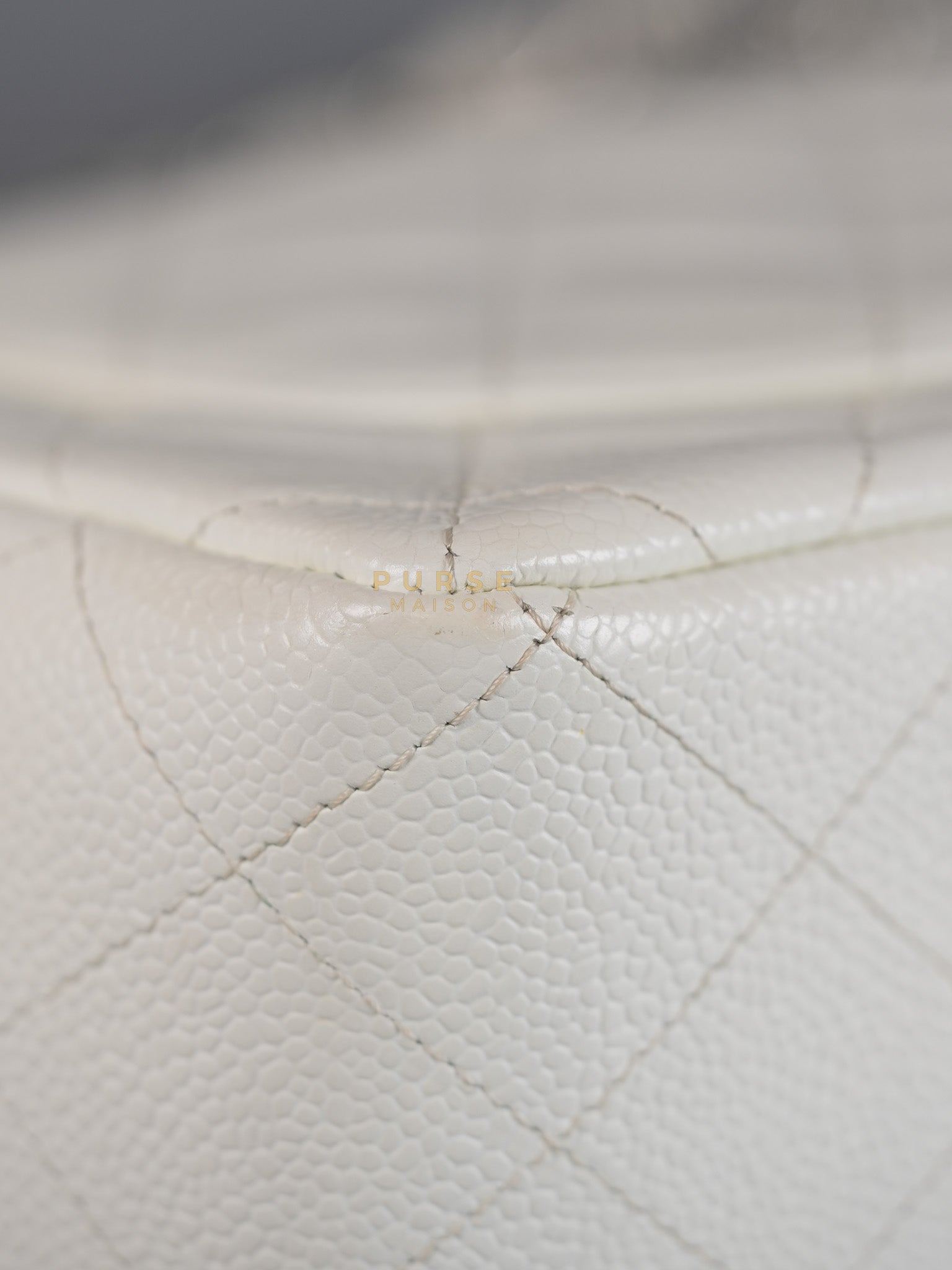 Classic Single Flap Jumbo in White Caviar Leather & Silver Hardware Series 10 | Purse Maison Luxury Bags Shop