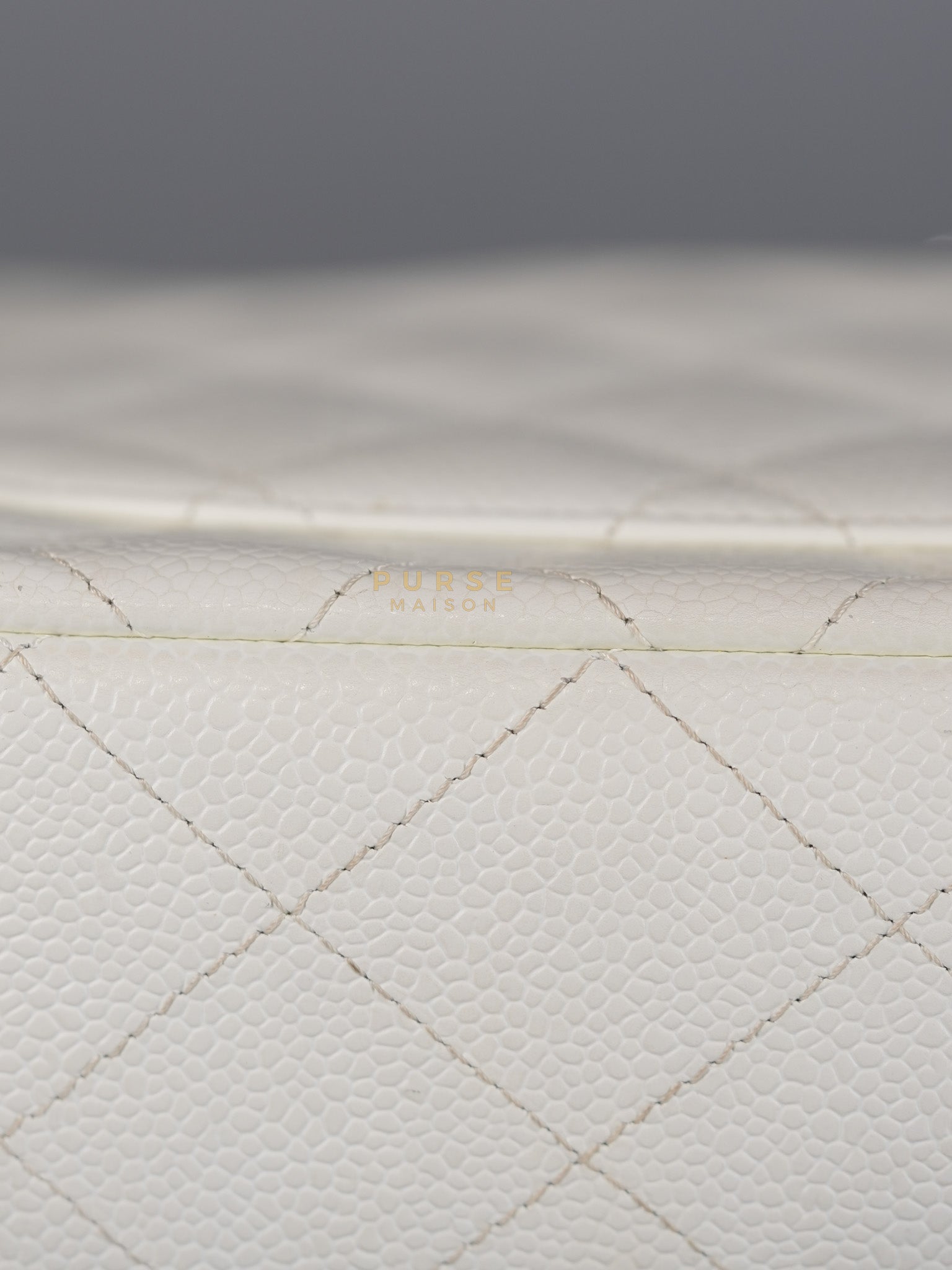 Classic Single Flap Jumbo in White Caviar Leather & Silver Hardware Series 10 | Purse Maison Luxury Bags Shop