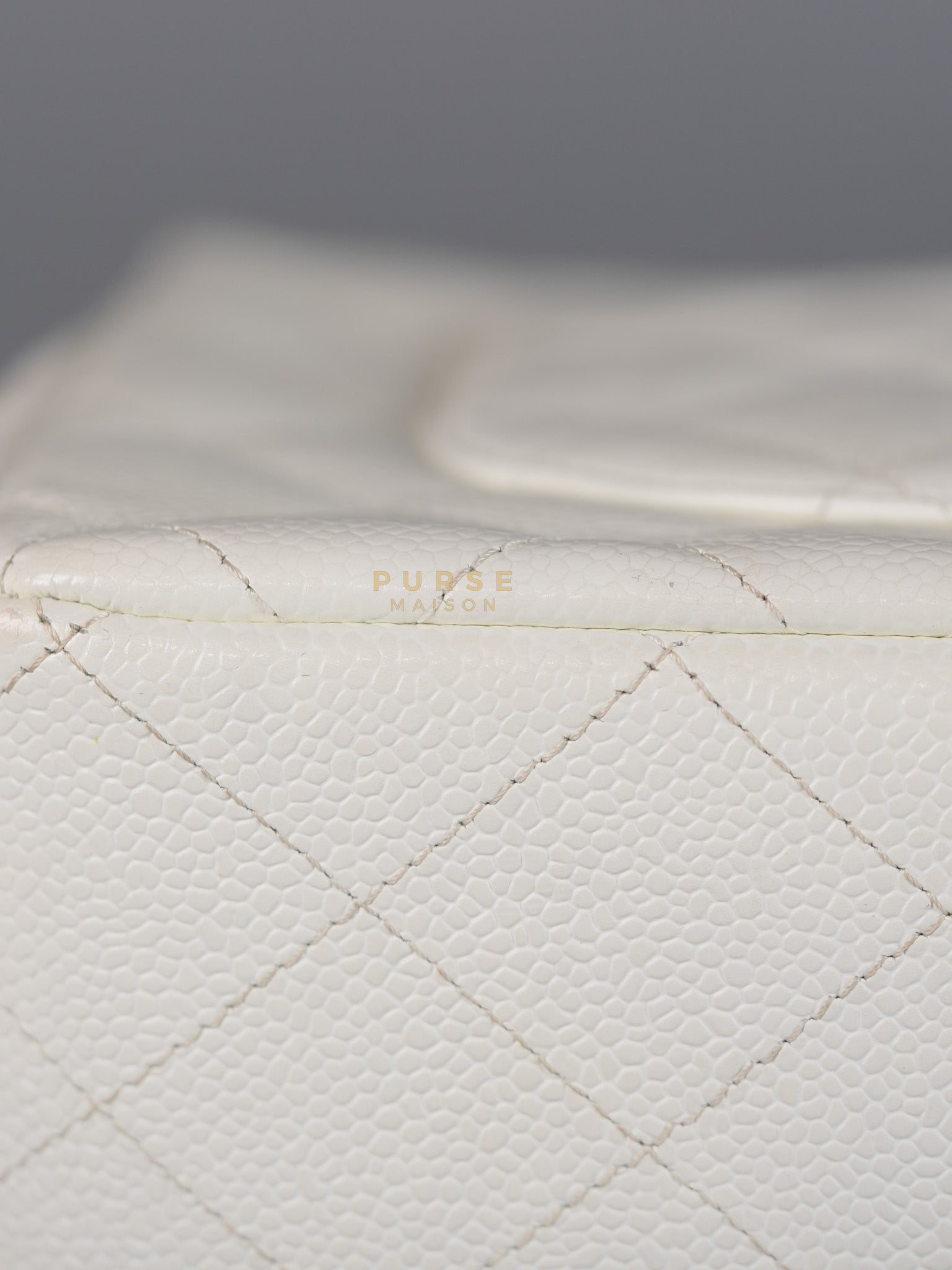 Classic Single Flap Jumbo in White Caviar Leather & Silver Hardware Series 10 | Purse Maison Luxury Bags Shop