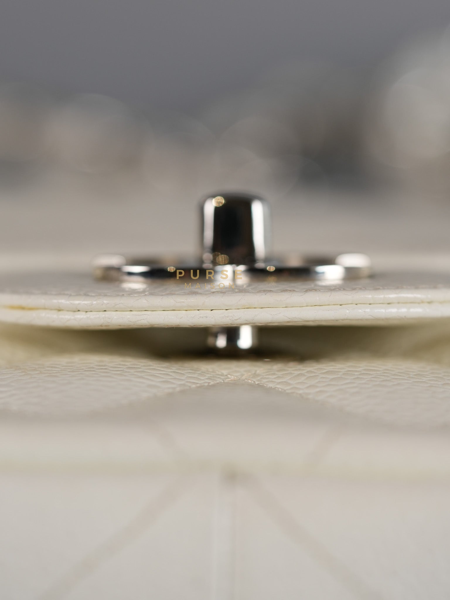 Classic Single Flap Jumbo in White Caviar Leather & Silver Hardware Series 10 | Purse Maison Luxury Bags Shop