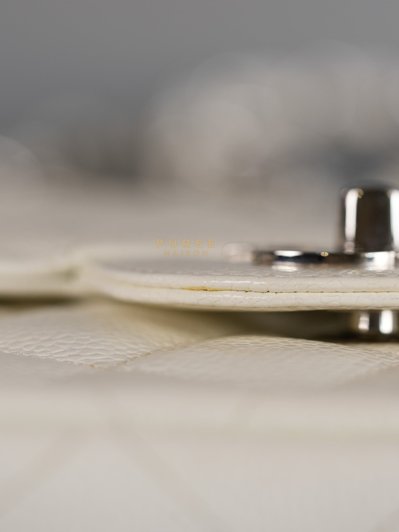 Classic Single Flap Jumbo in White Caviar Leather & Silver Hardware Series 10 | Purse Maison Luxury Bags Shop