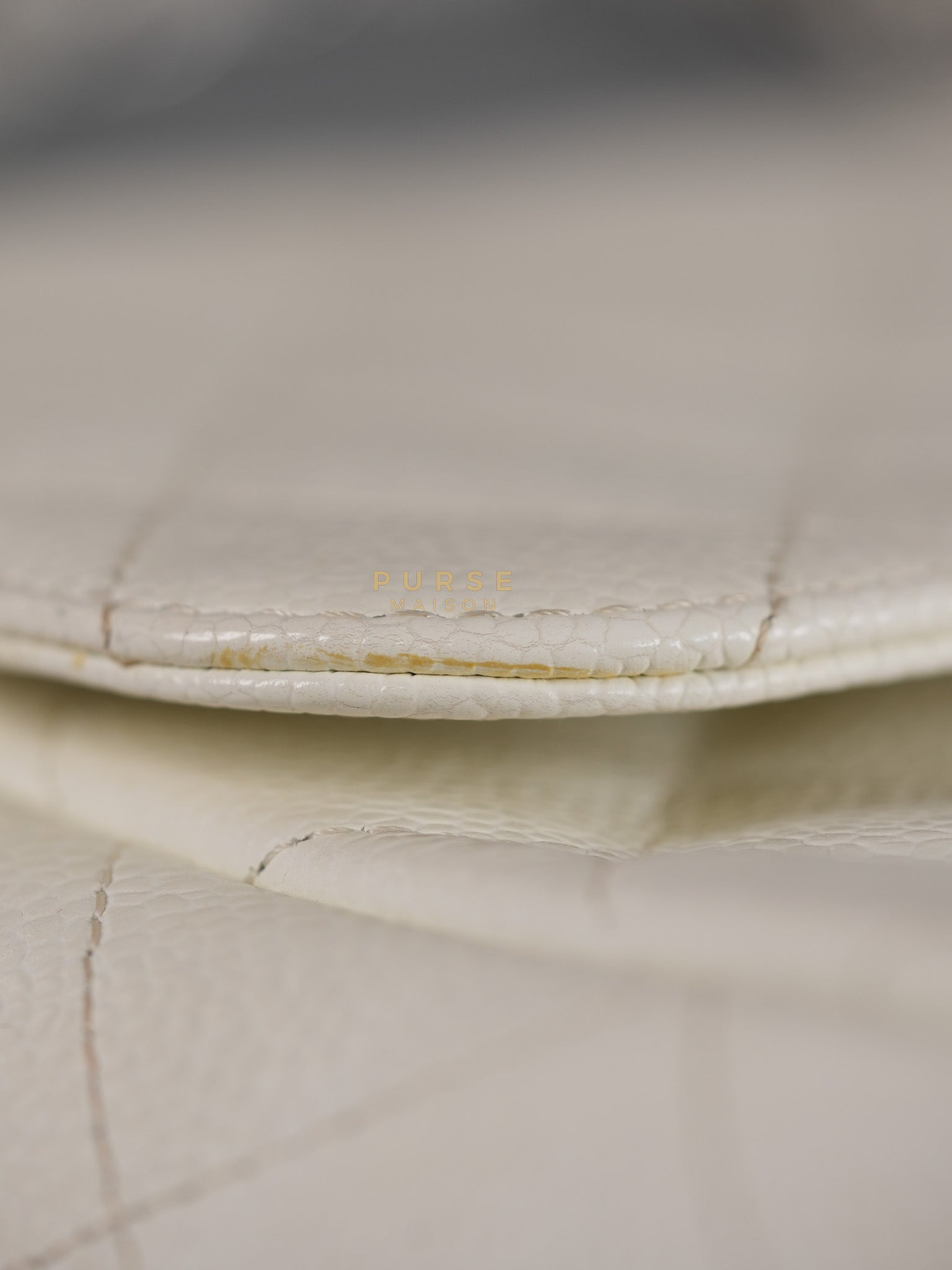 Classic Single Flap Jumbo in White Caviar Leather & Silver Hardware Series 10 | Purse Maison Luxury Bags Shop