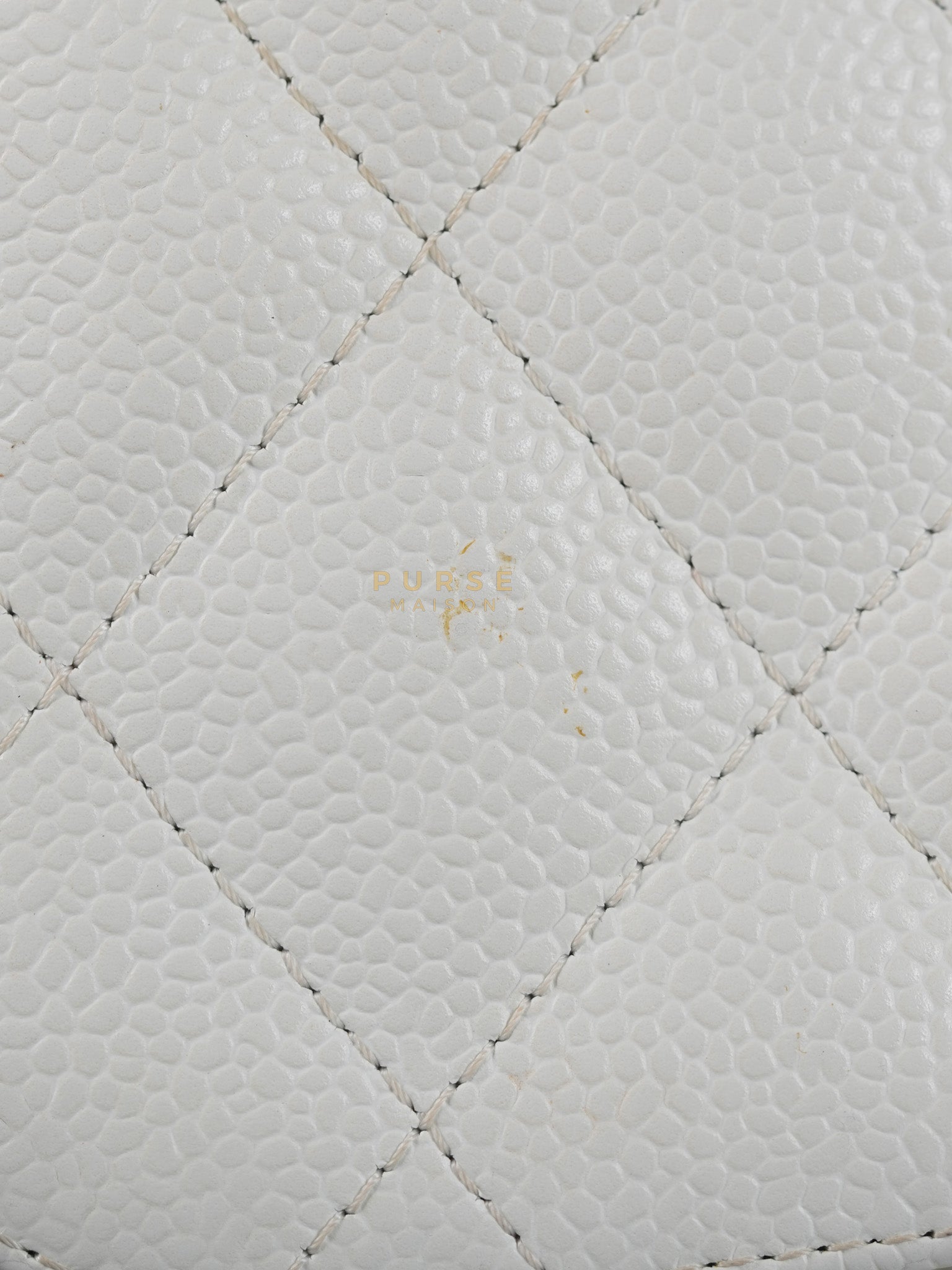 Classic Single Flap Jumbo in White Caviar Leather & Silver Hardware Series 10 | Purse Maison Luxury Bags Shop