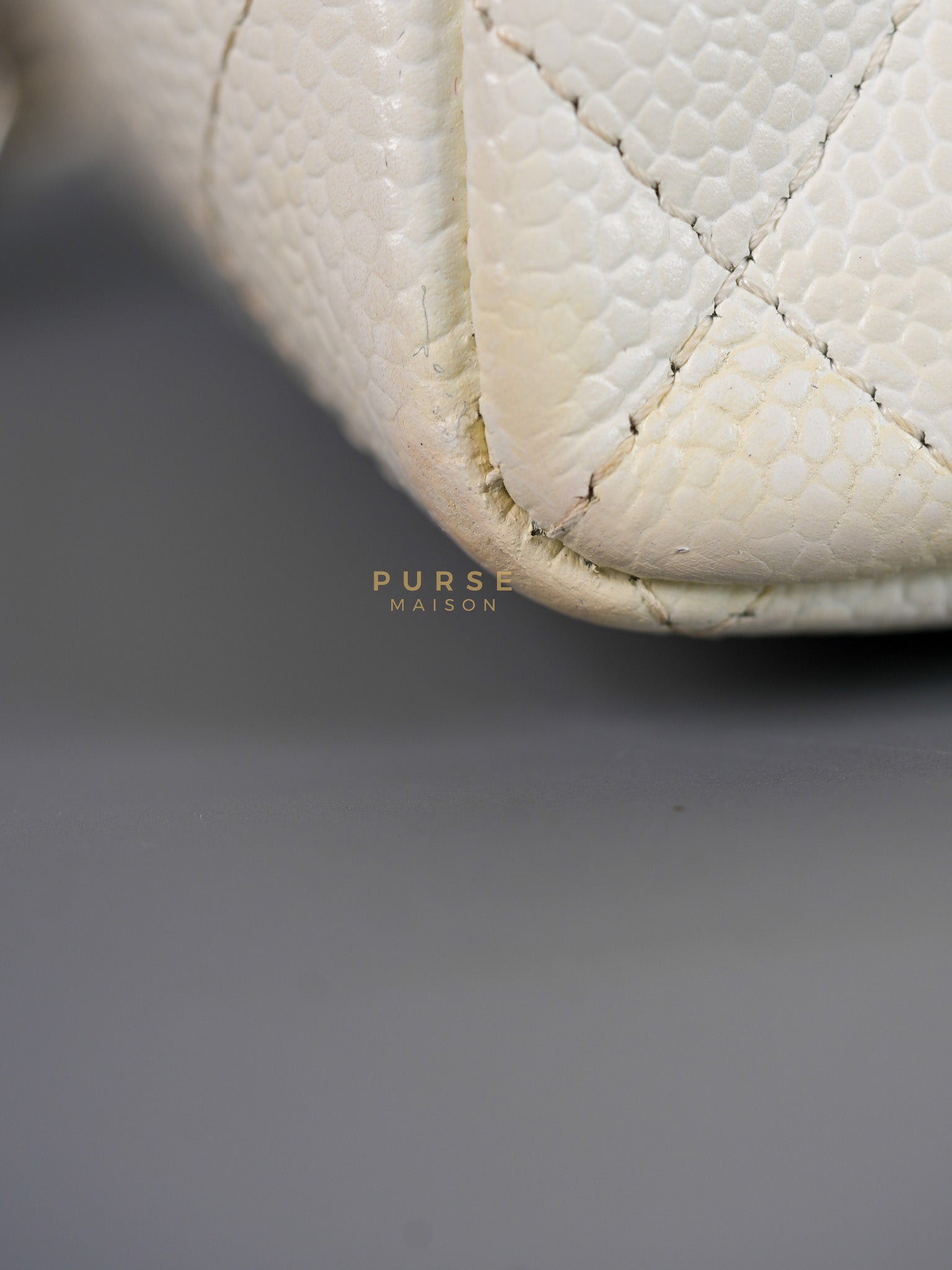 Classic Single Flap Jumbo in White Caviar Leather & Silver Hardware Series 10 | Purse Maison Luxury Bags Shop