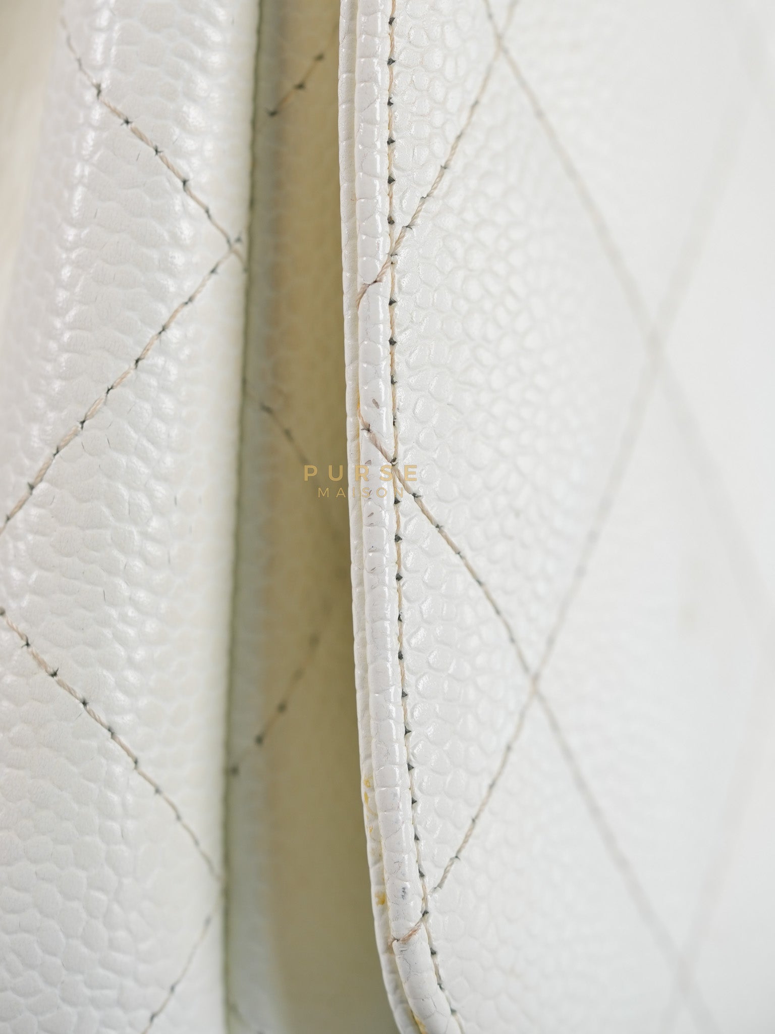 Classic Single Flap Jumbo in White Caviar Leather & Silver Hardware Series 10 | Purse Maison Luxury Bags Shop