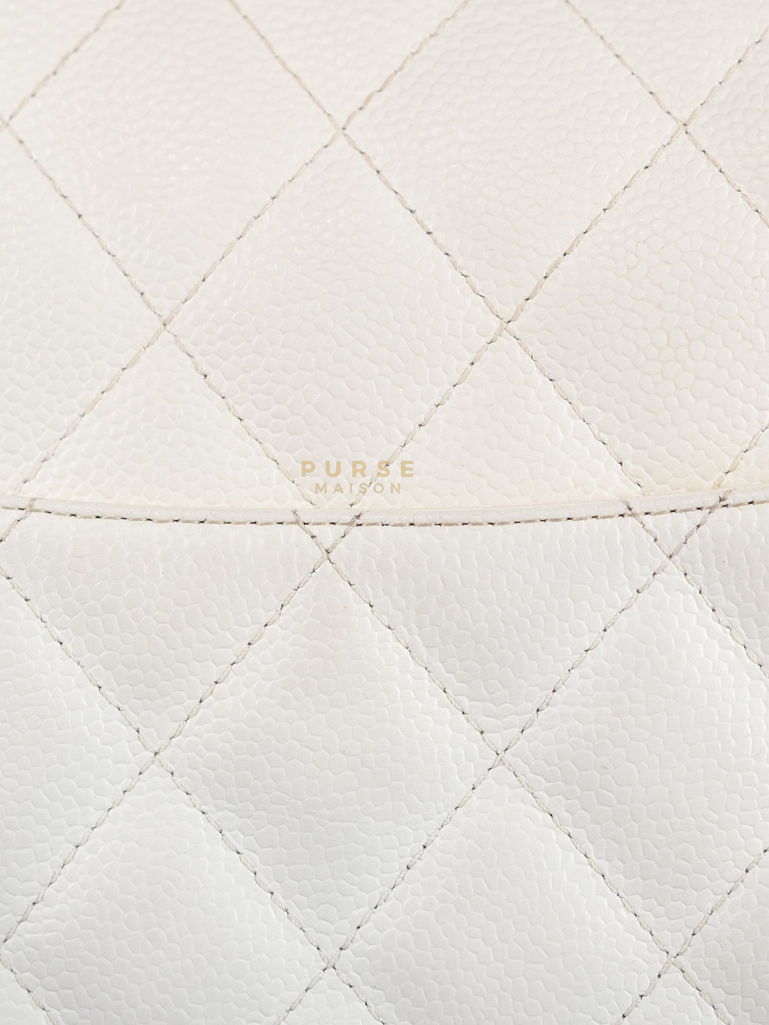 Classic Single Flap Jumbo in White Caviar Leather & Silver Hardware Series 10 | Purse Maison Luxury Bags Shop