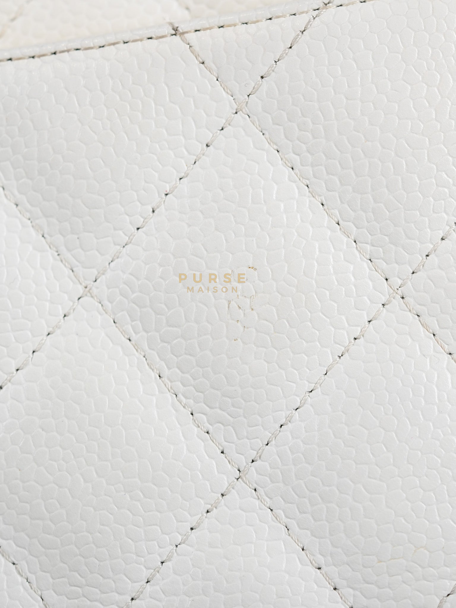 Classic Single Flap Jumbo in White Caviar Leather & Silver Hardware Series 10 | Purse Maison Luxury Bags Shop