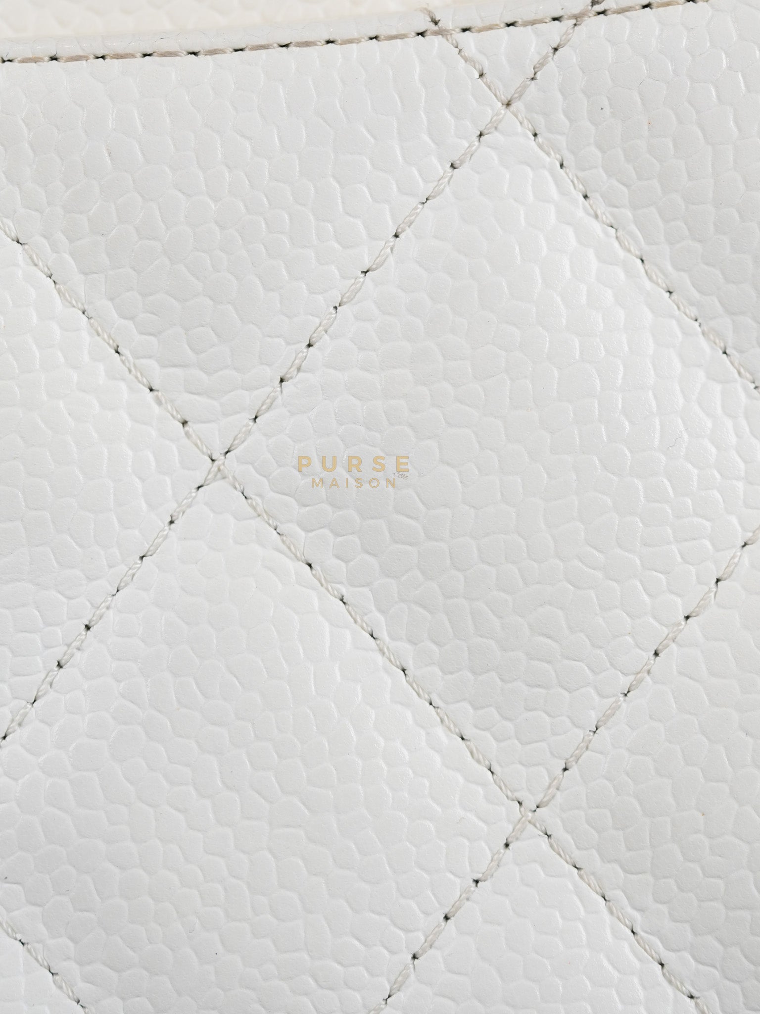 Classic Single Flap Jumbo in White Caviar Leather & Silver Hardware Series 10 | Purse Maison Luxury Bags Shop